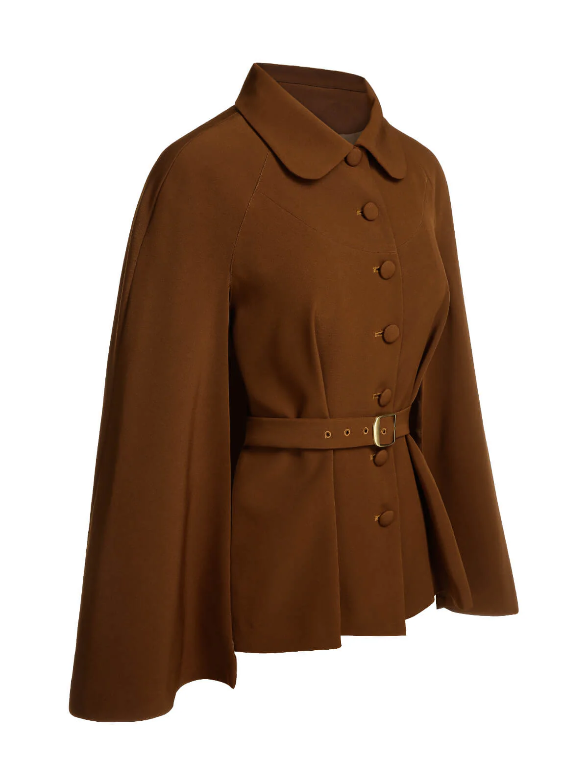 Green 1940s Lapel Cape Coat - Image 6