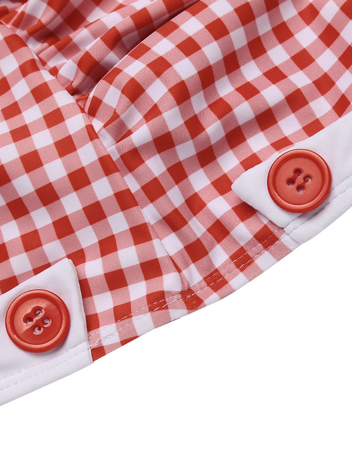 Gingham 1950s Halter Bowknot One-piece Swimsuit - Image 12