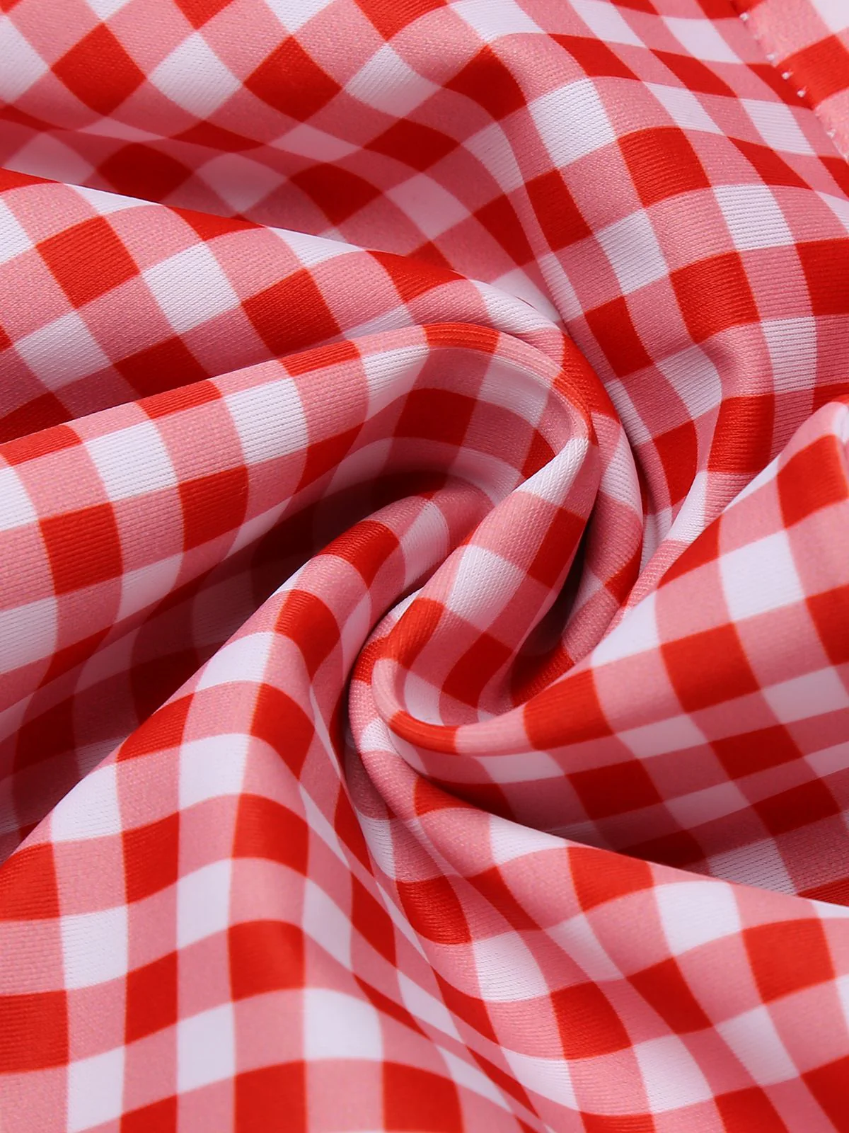 Gingham 1950s Halter Bowknot One-piece Swimsuit - Image 13