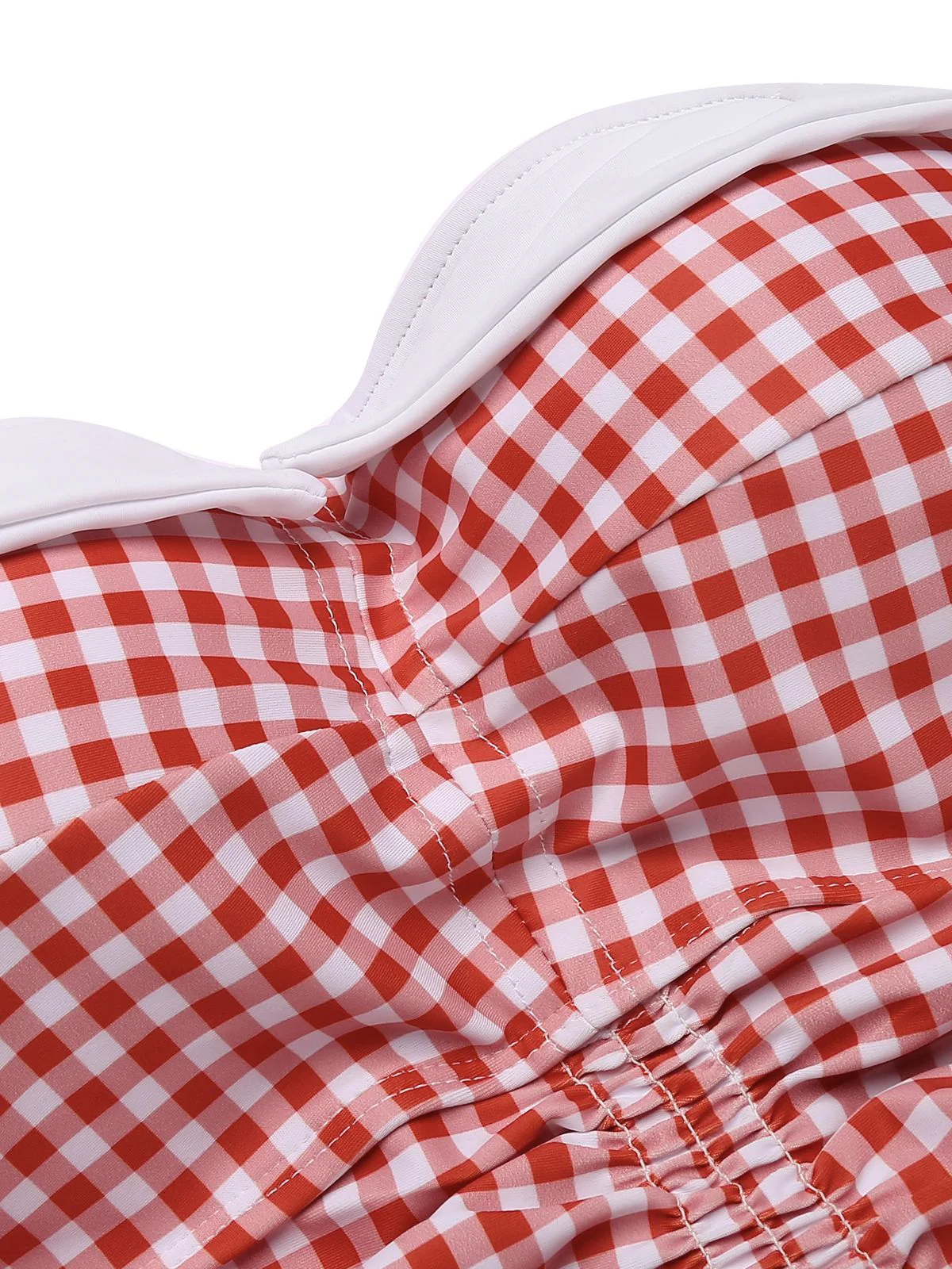 Gingham 1950s Halter Bowknot One-piece Swimsuit - Image 7