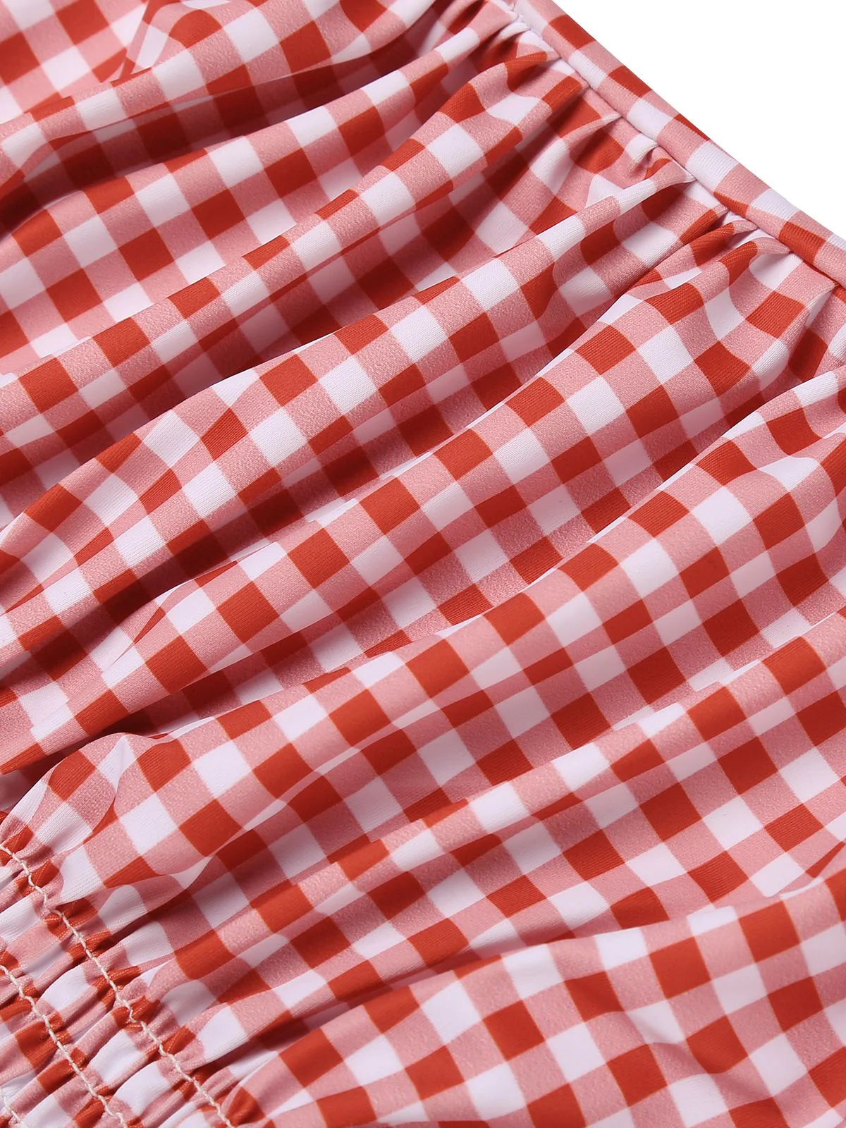 Gingham 1950s Halter Bowknot One-piece Swimsuit - Image 8