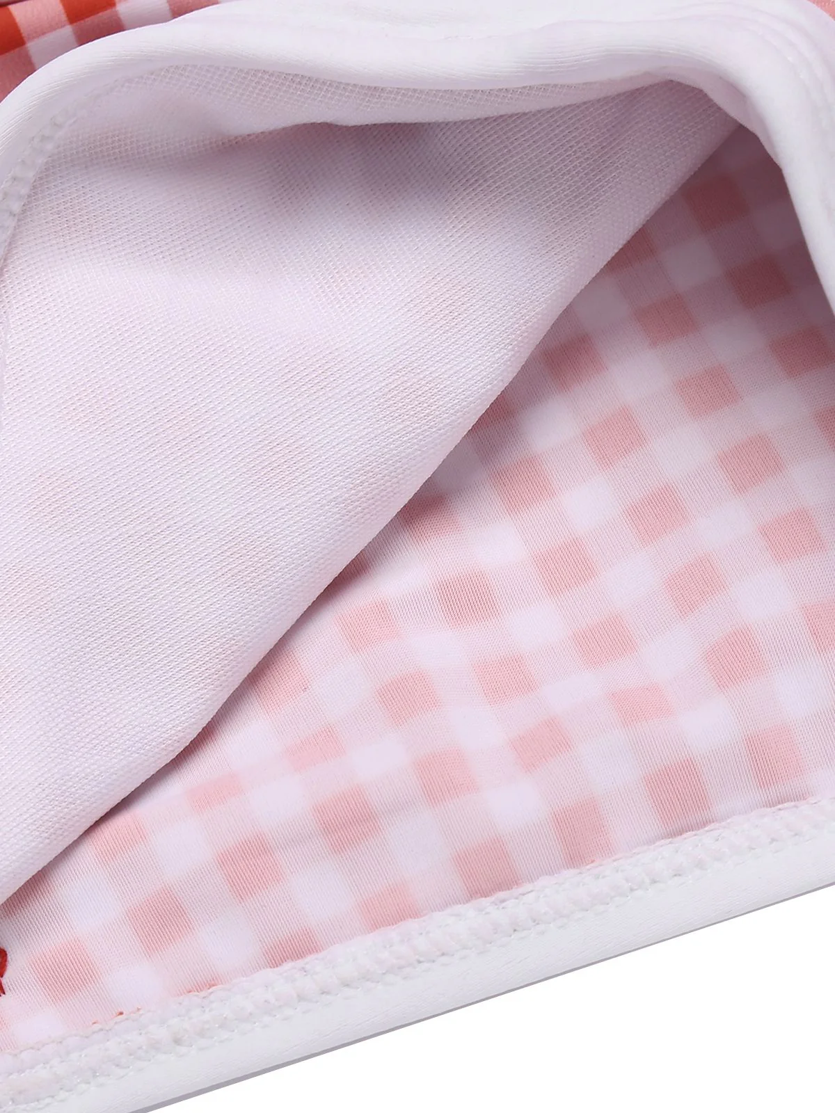 Gingham 1950s Halter Bowknot One-piece Swimsuit - Image 9