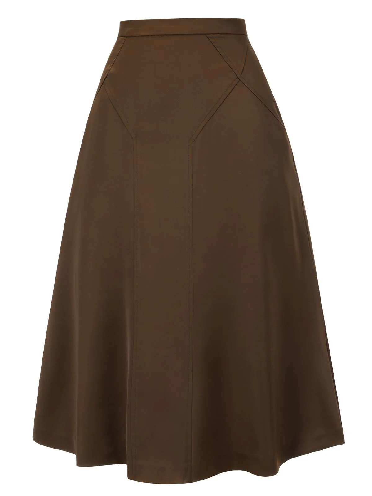 Coffee 1940s High Waist Solid Skirt - Image 3