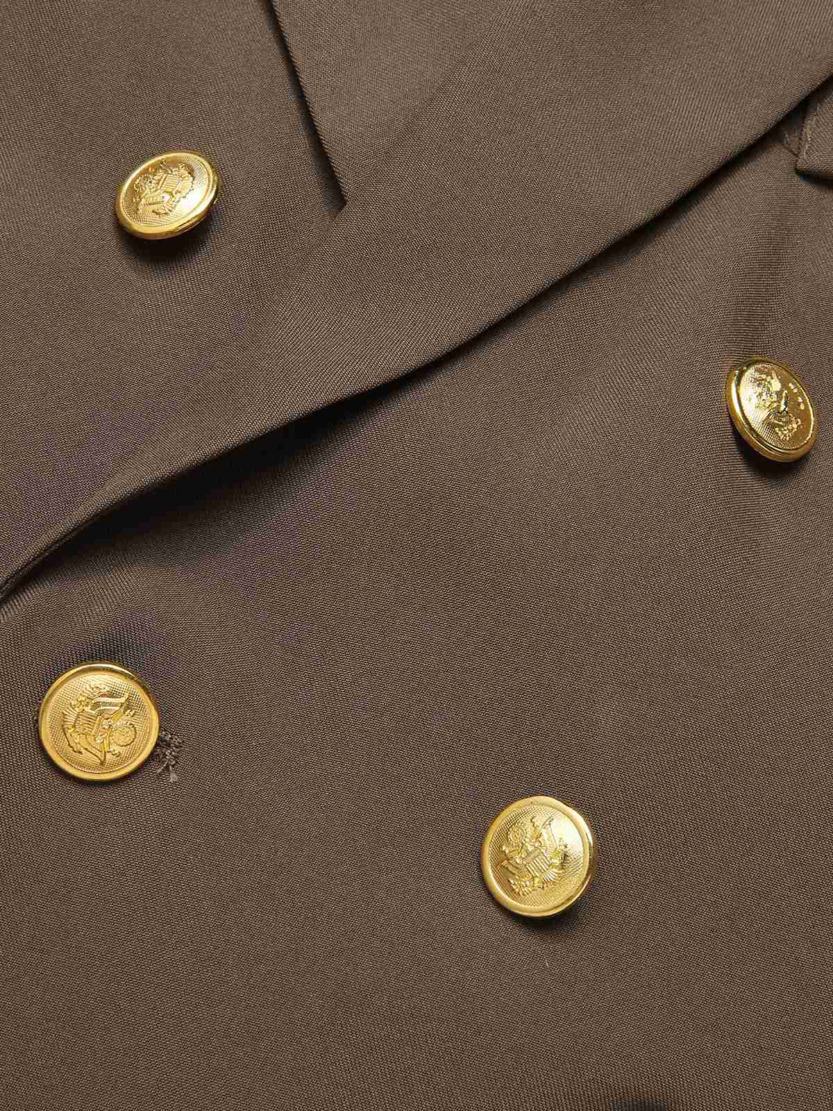 Coffee 1940s Solid Lapel Double Breasted Coat - Image 4