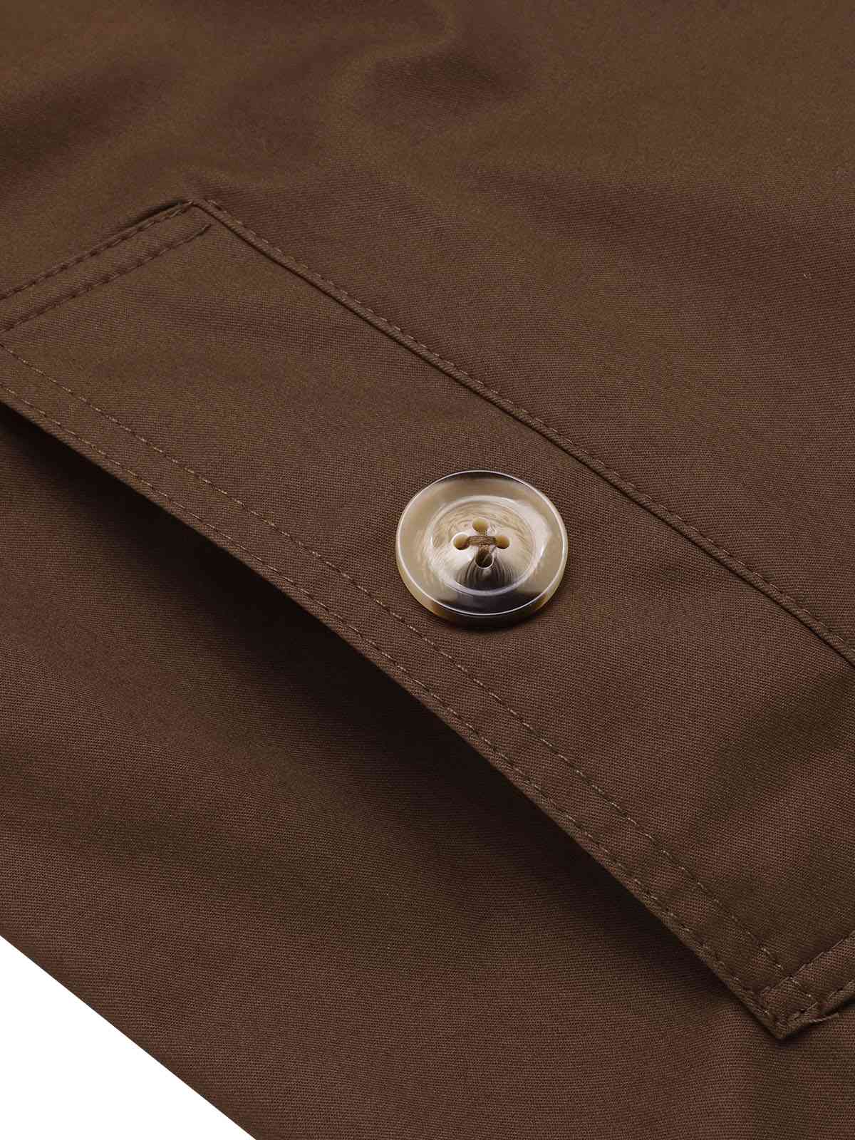 Coffee 1950s Buttoned Lapel Trench Coat - Image 4