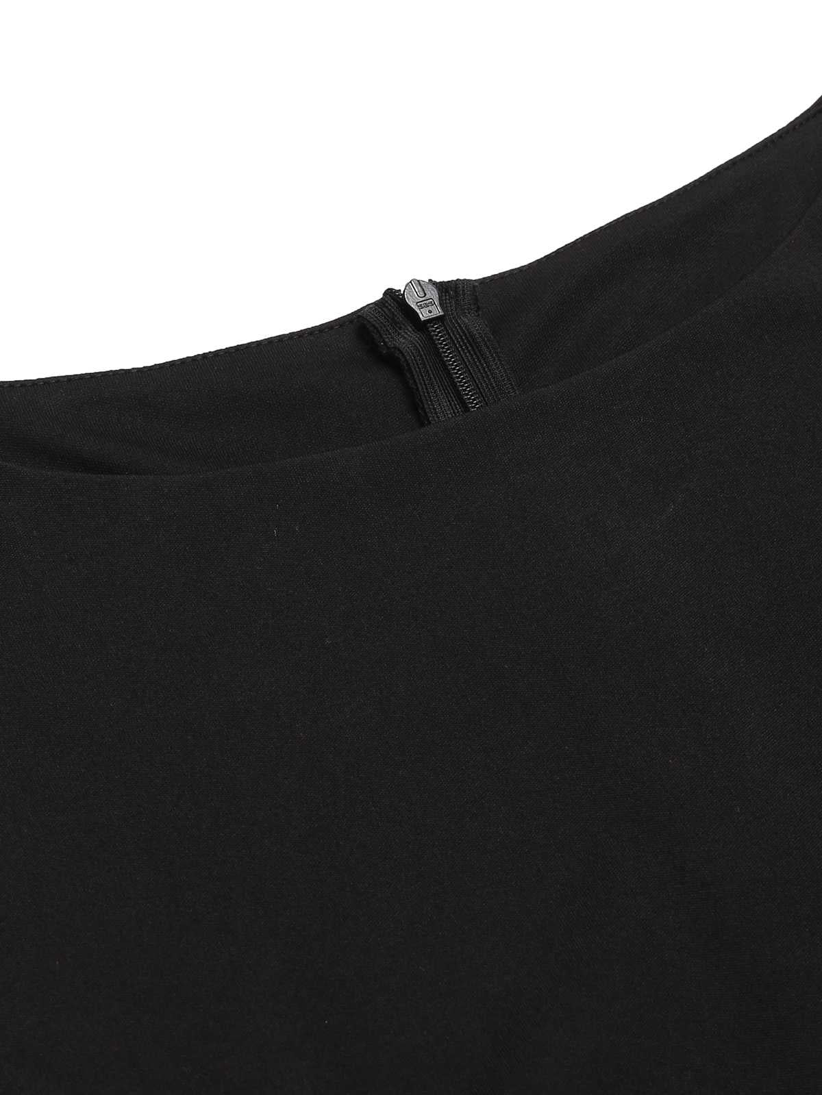 Black 1950s Polka Dot Swing Dress - Image 8