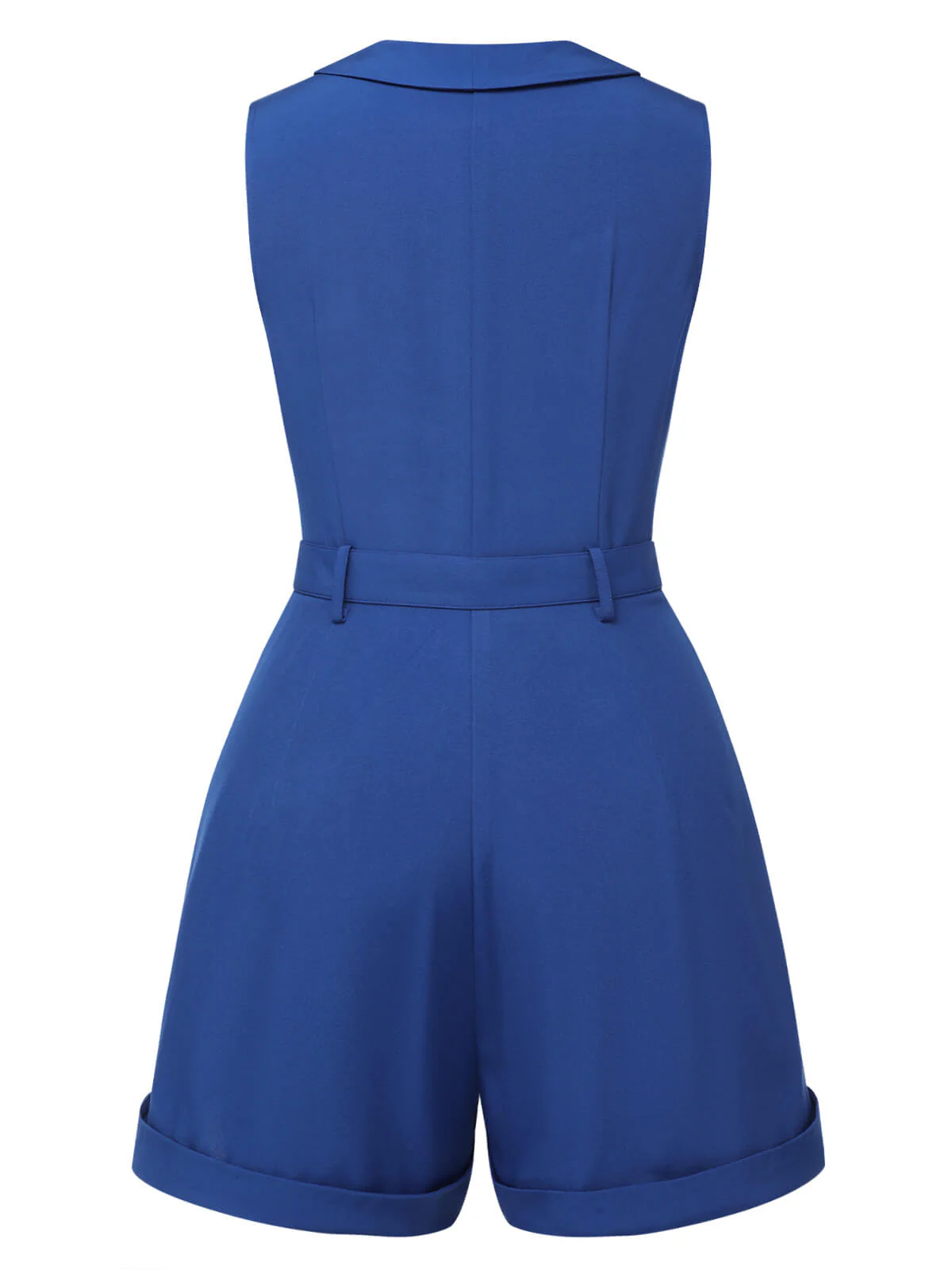 Dark Blue 1940s Pockets Lapel Romper - Image 4