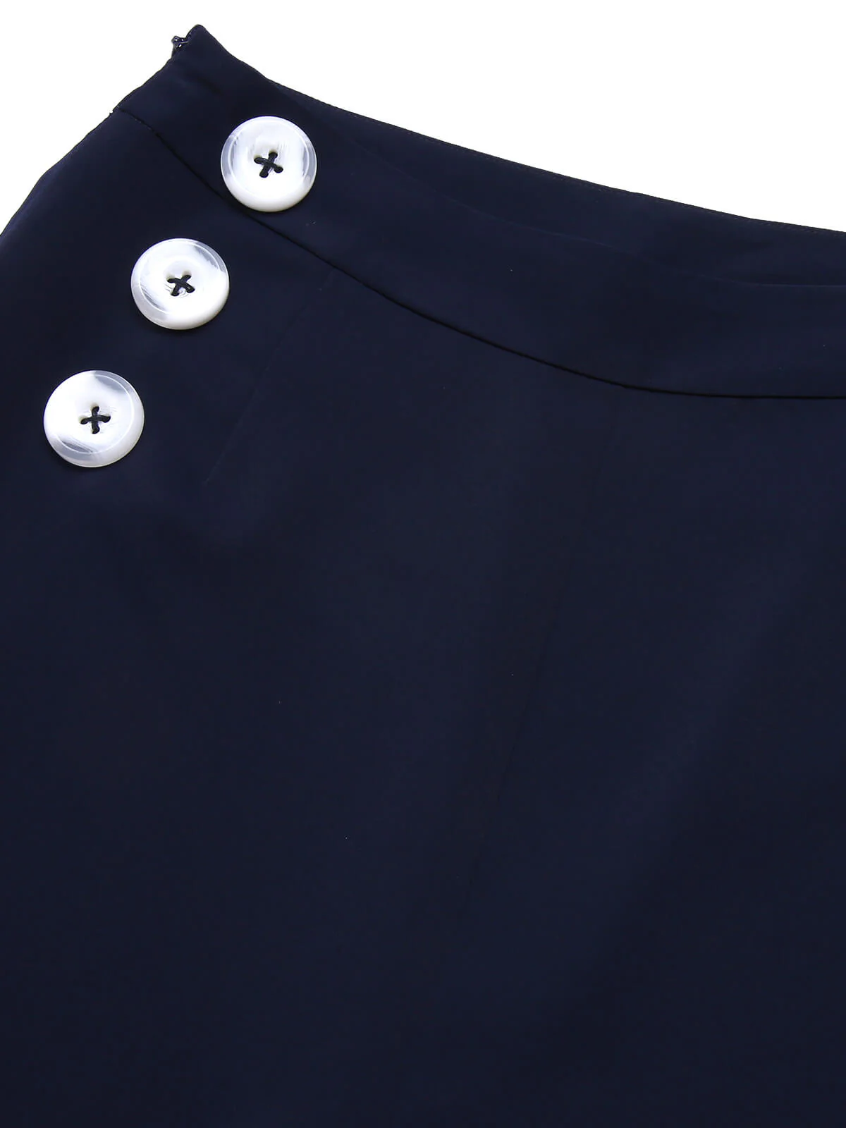 Dark Blue 1950s Solid Button Straight Pants - Image 5