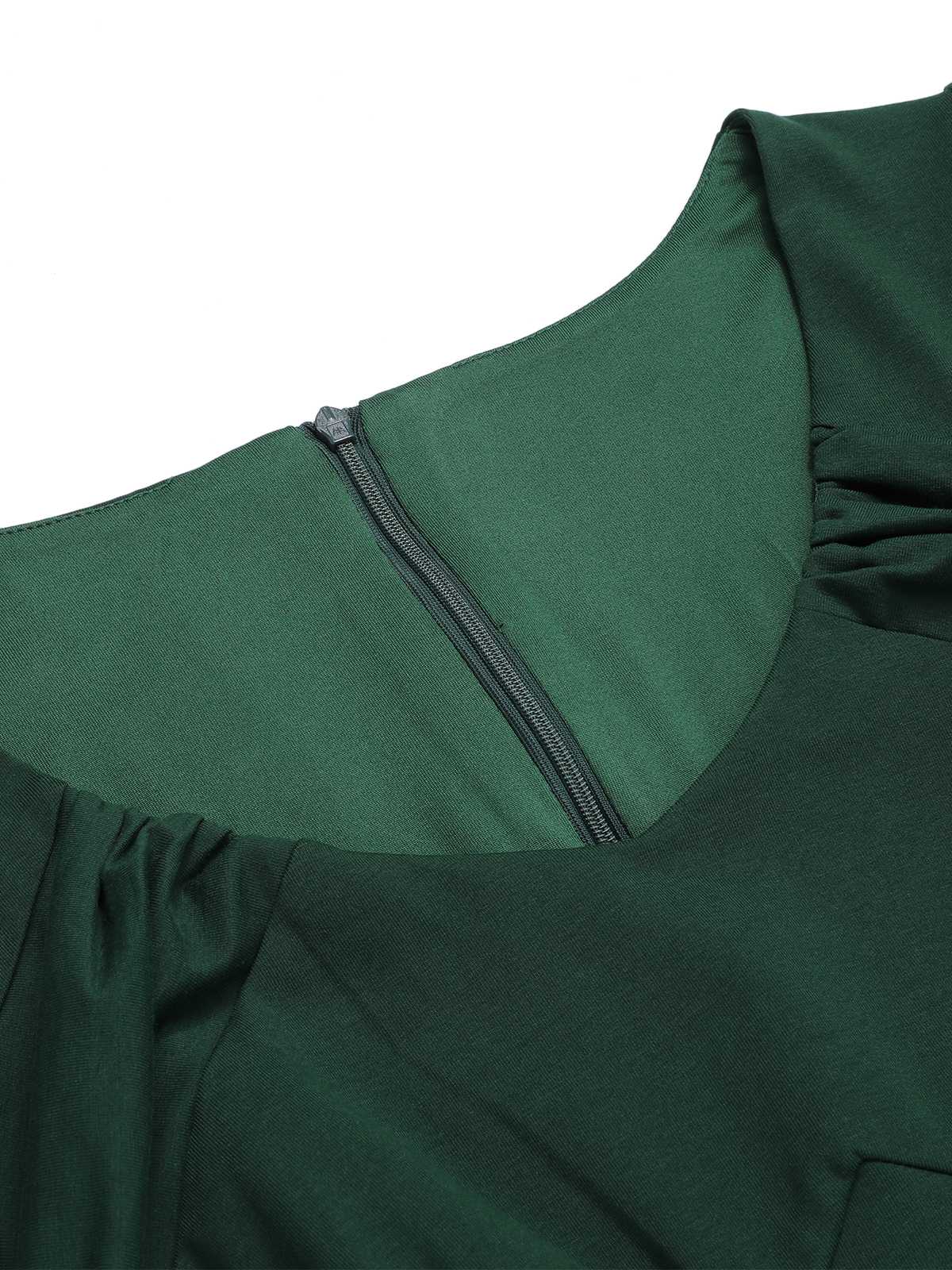 Dark Green 1940s Solid Wrap Dress - Image 5