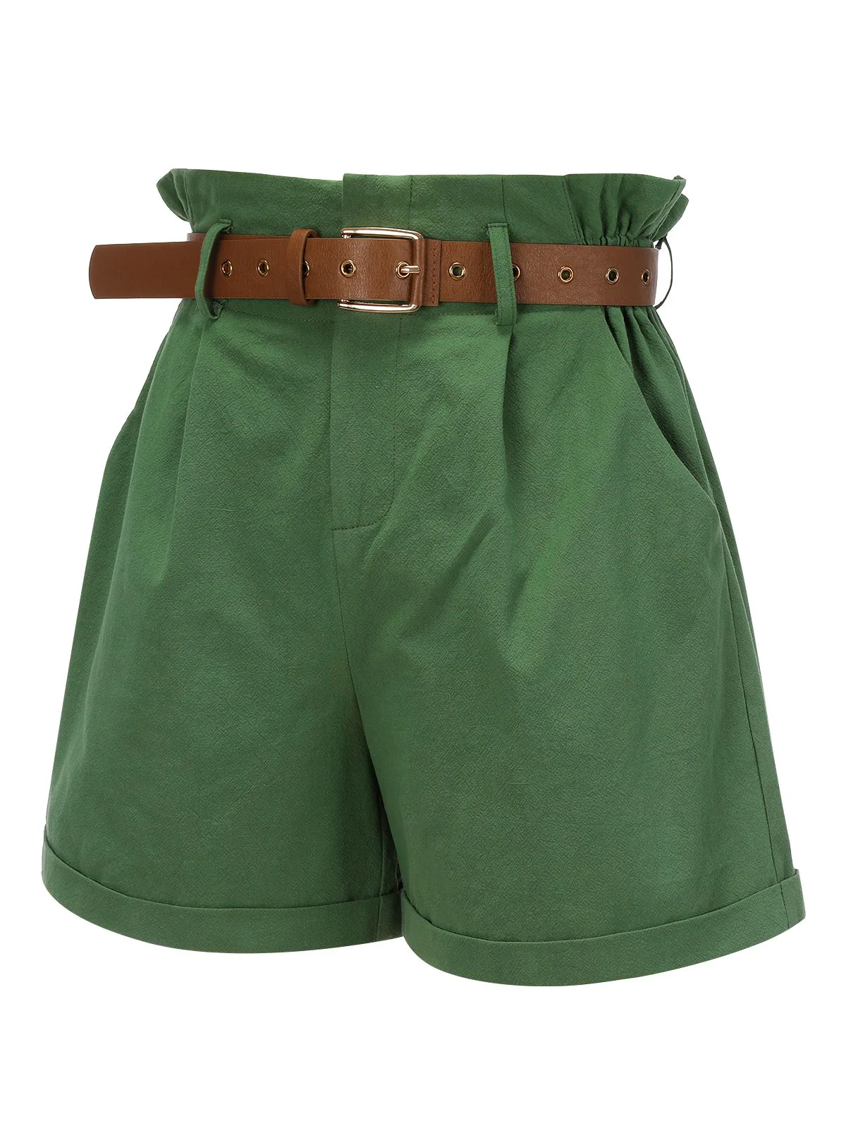 Dark Green 1960s Solid Vintage Shorts - Image 4