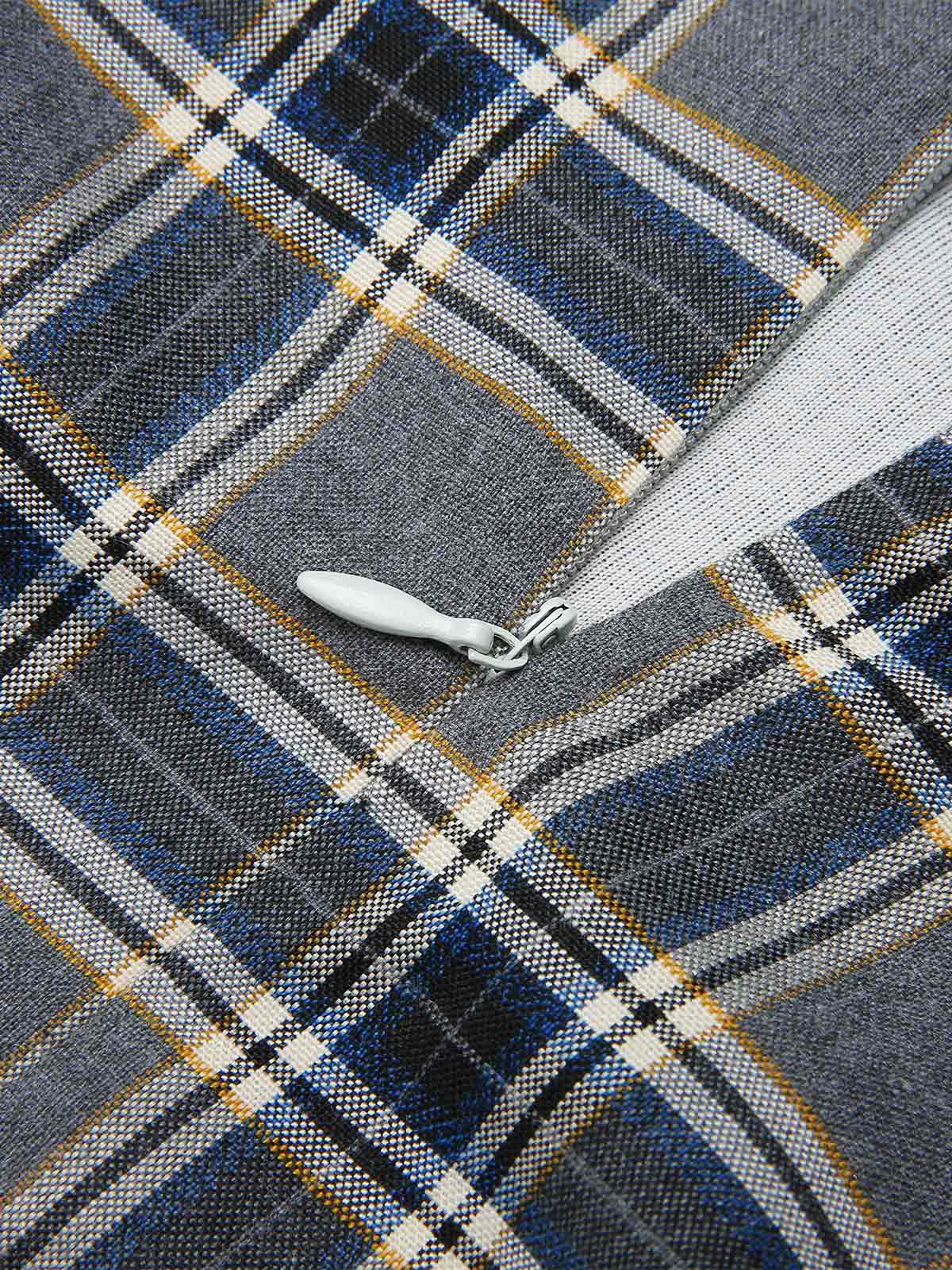 Gray 1960s Plaid Patchwork Pencil Dress - Image 6