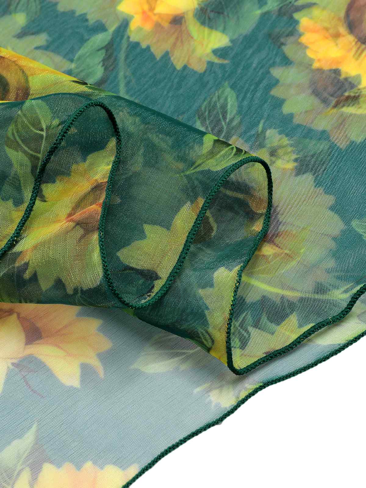 Green 1940s Chiffon Sunflowers Cover-up - Image 6