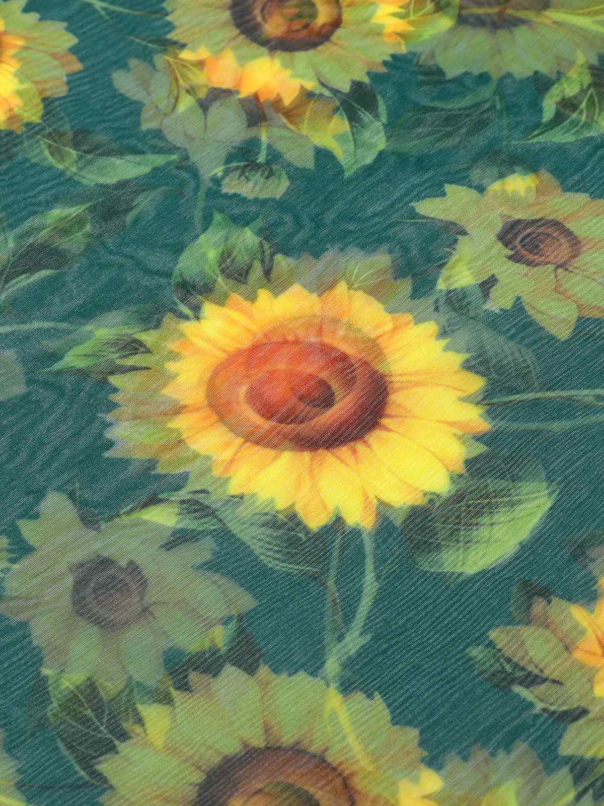 Green 1940s Chiffon Sunflowers Cover-up - Image 7