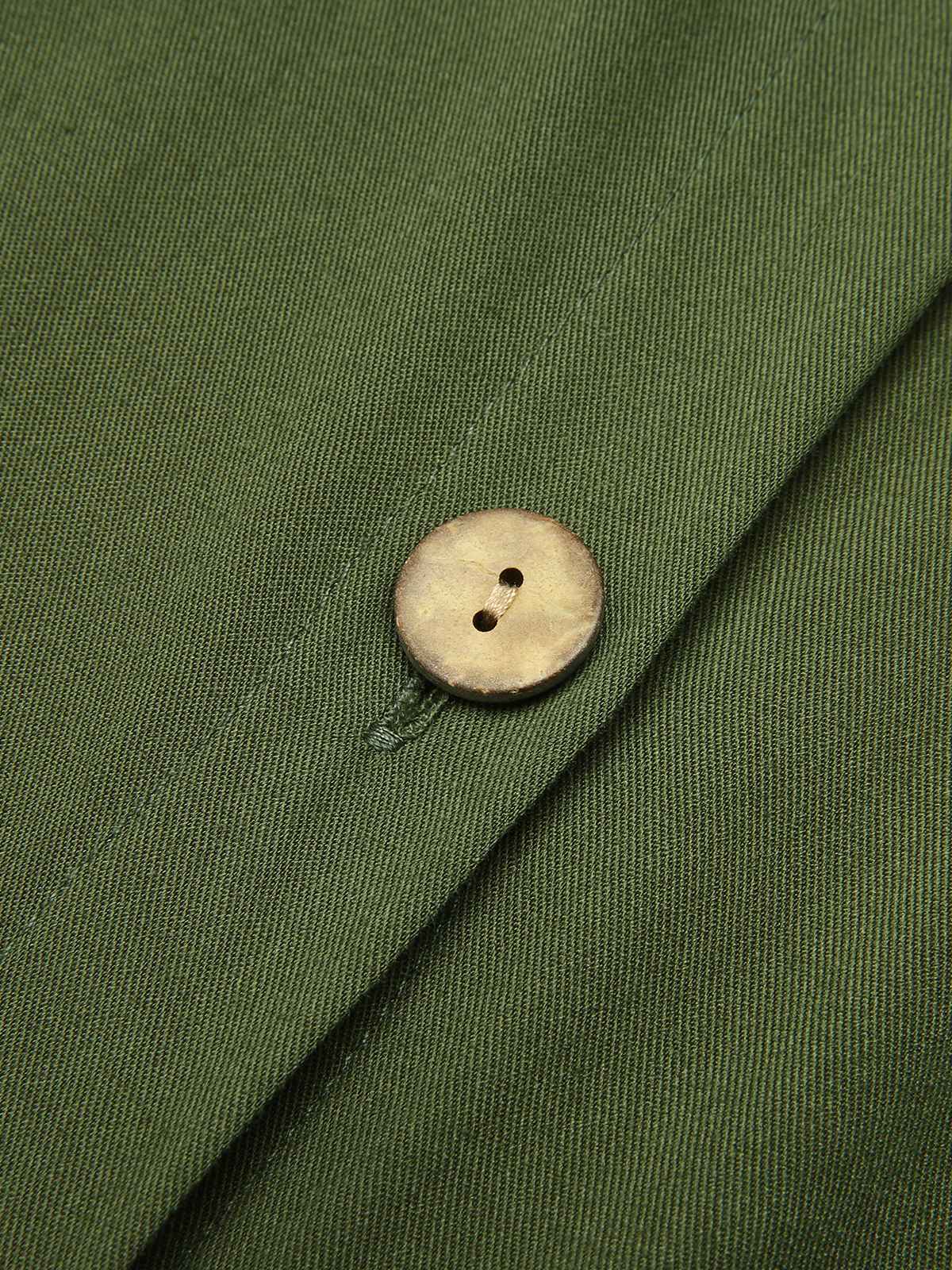 Green 1940s Solid Belted Slit Dress - Image 6