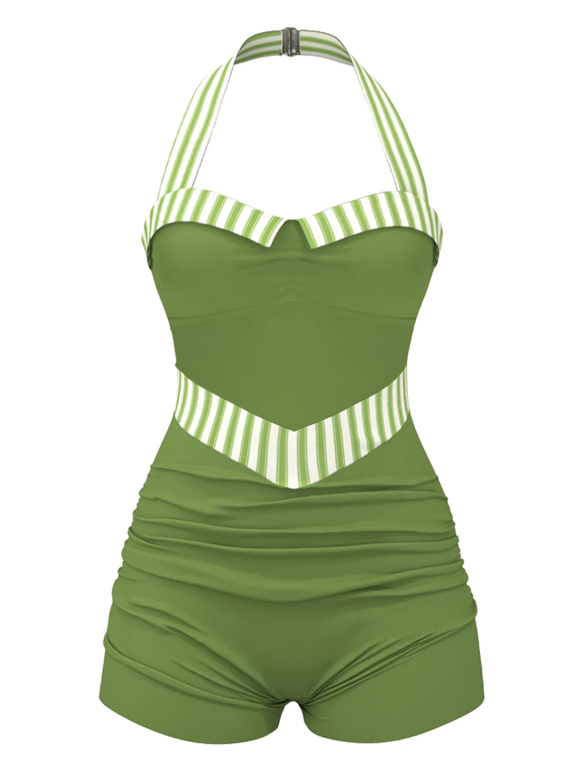 Red 1940s Halter Patchwork One-piece Swimsuit - Image 15