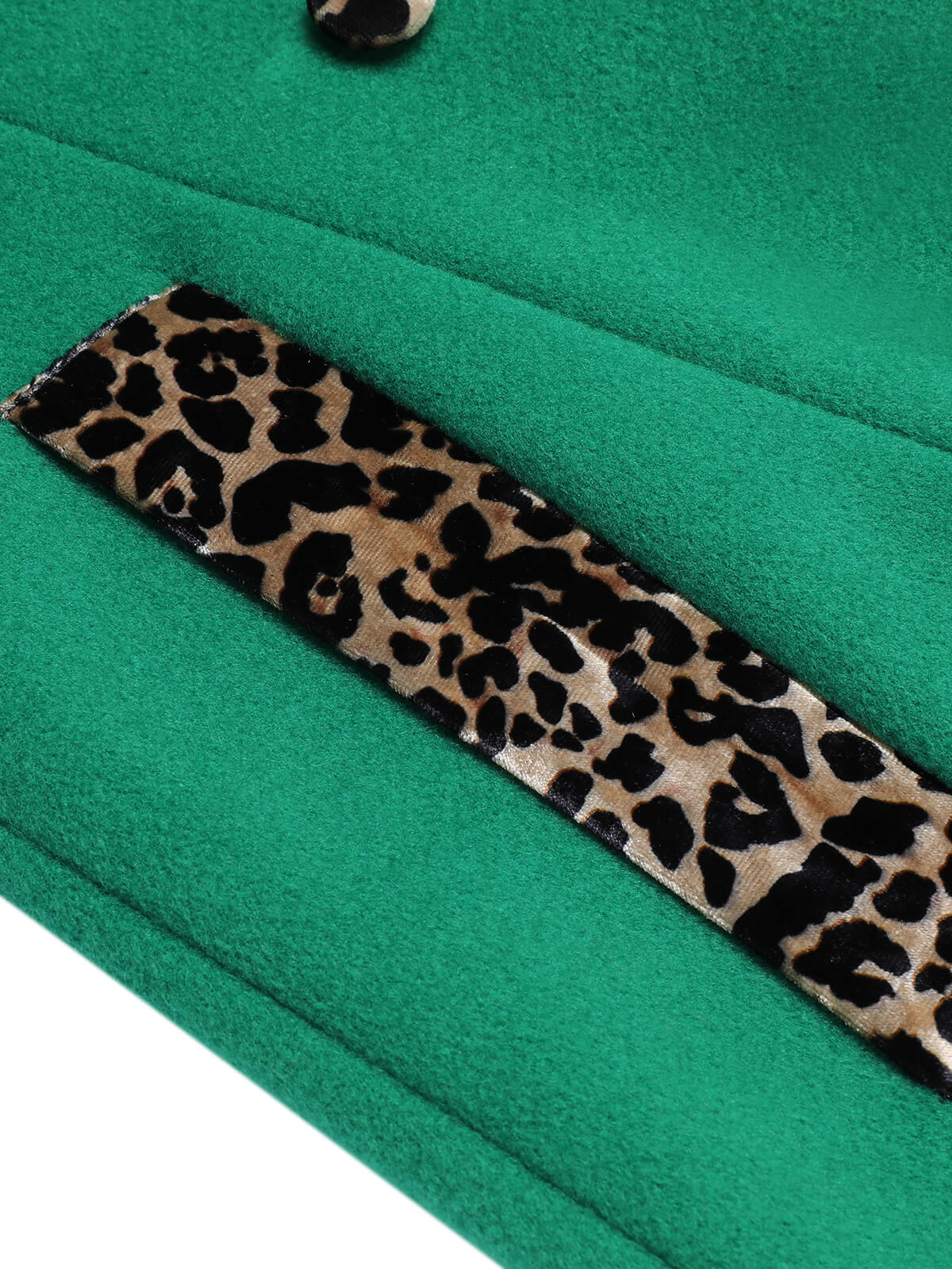 Green 1940s Leopard Patchwork Button Coat - Image 7