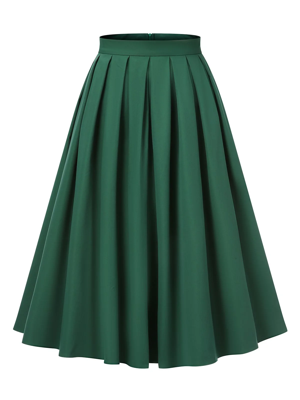 Green 1950s Solid Pleated Skirts - Image 3