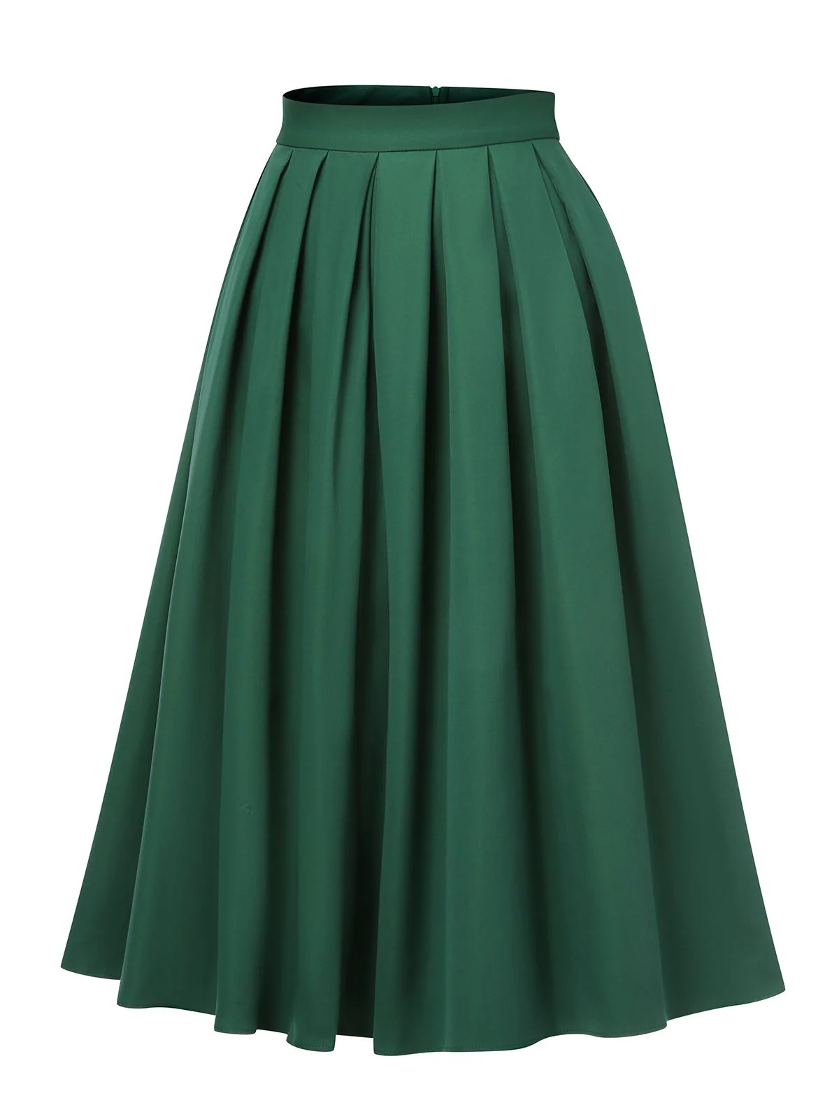 Green 1950s Solid Pleated Skirts - Image 4