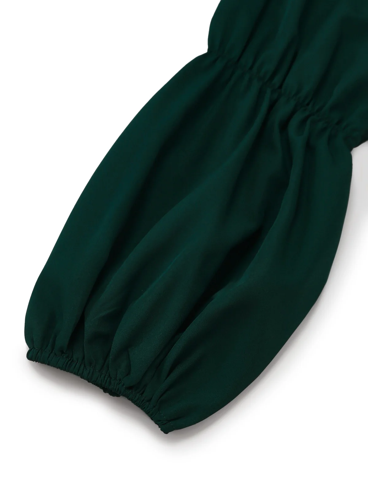 Green 1950s Solid Square Neck Puff Sleeve Dress - Image 5