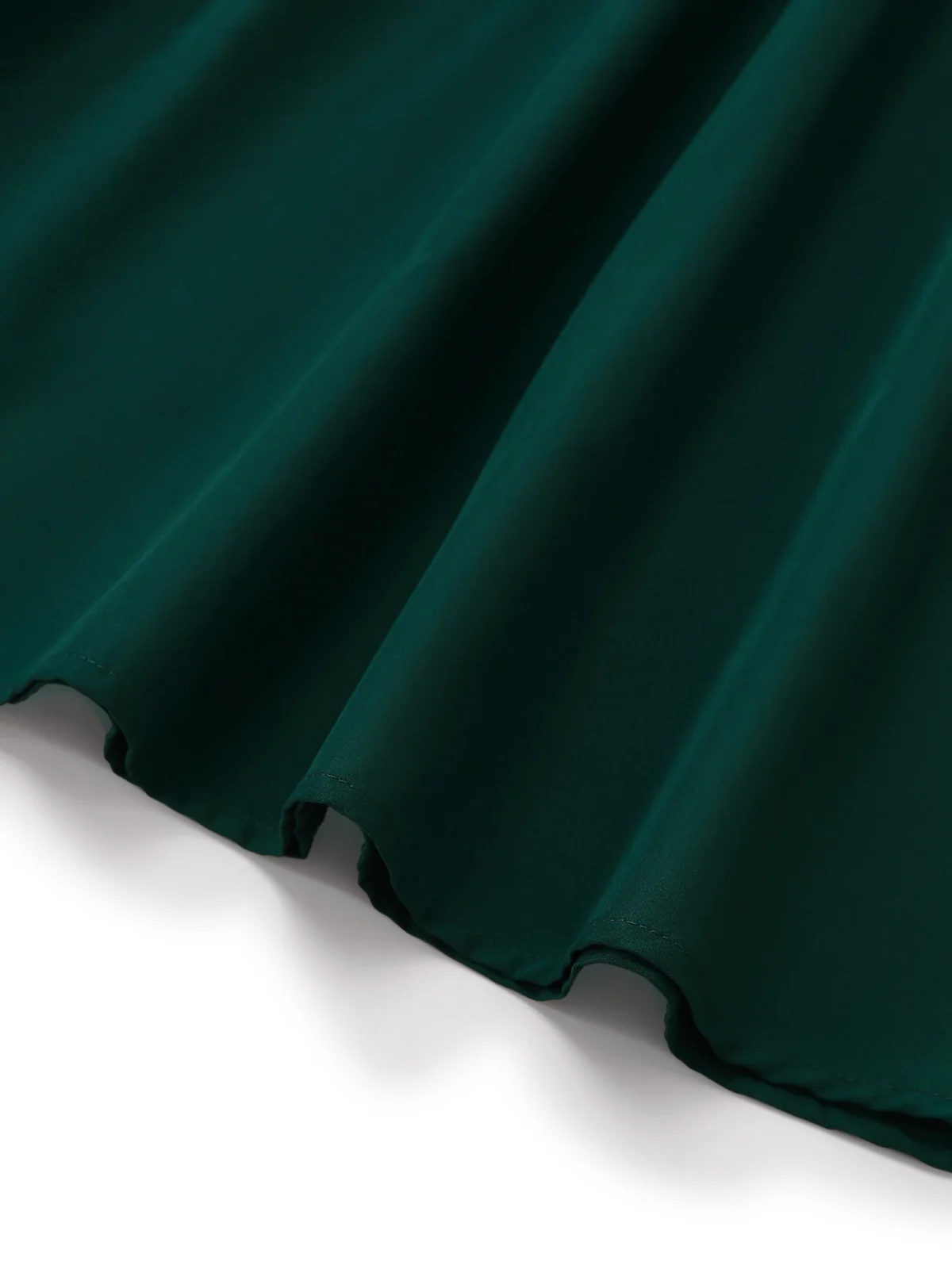 Green 1950s Solid Square Neck Puff Sleeve Dress - Image 6