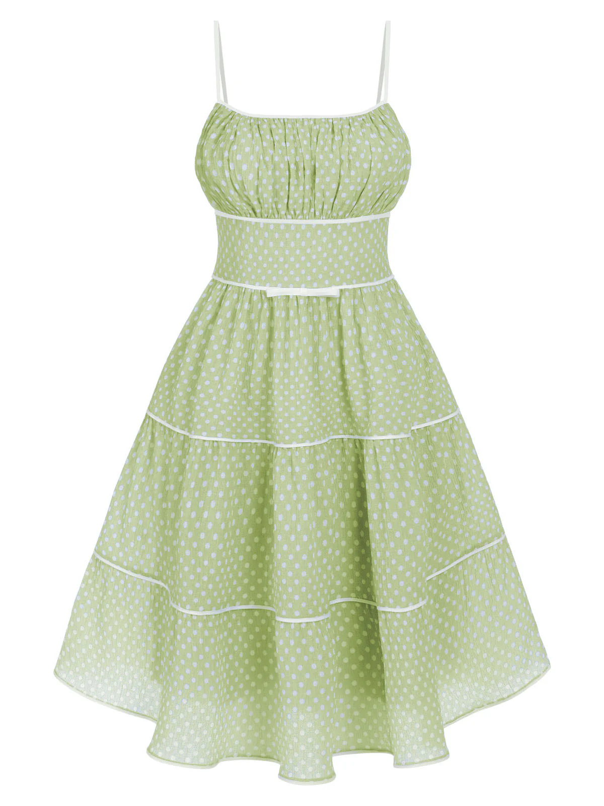 Sky Blue 1950s Strap Polka Dot Swing Dress - Image 8