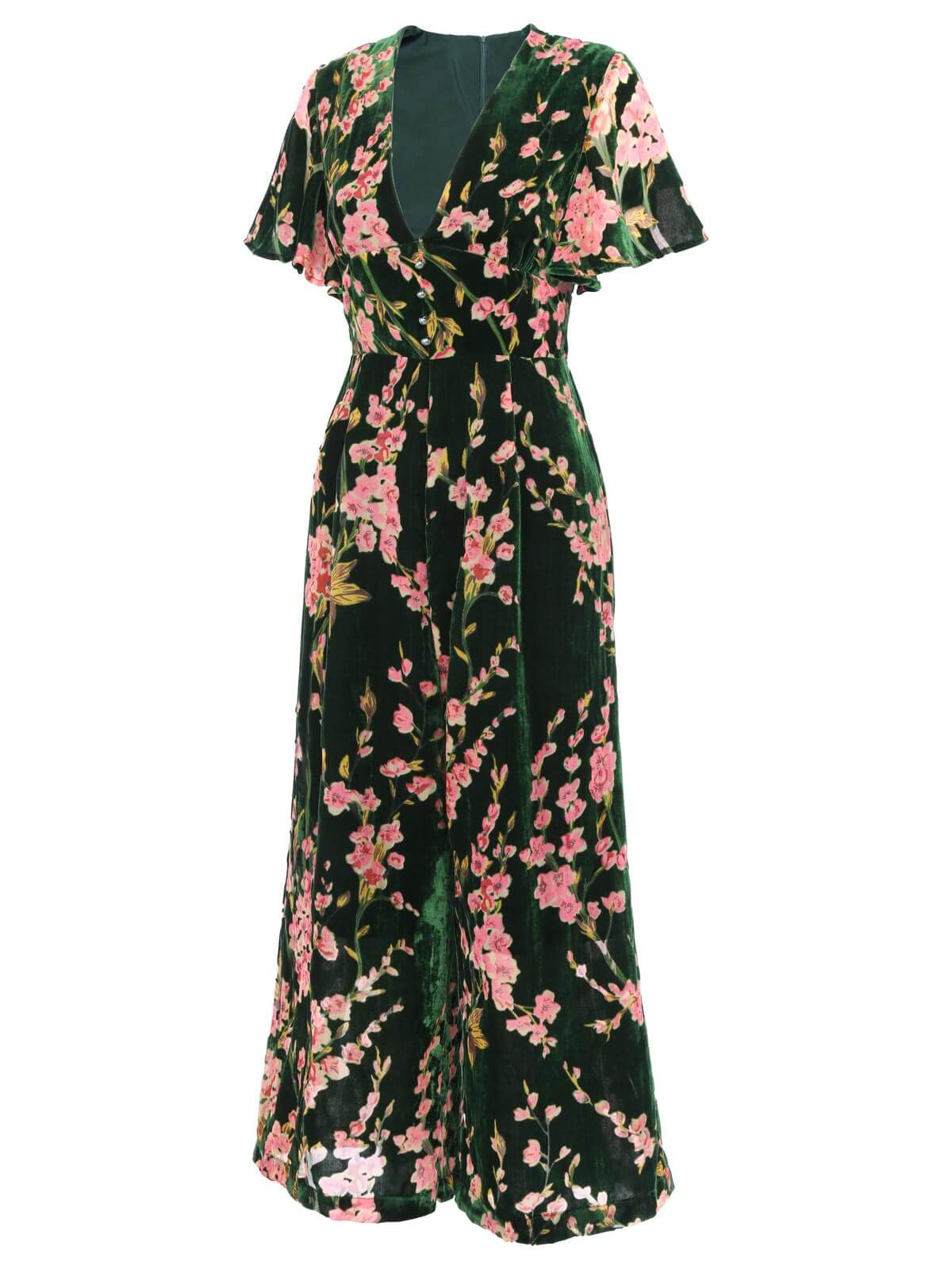 Green 1930s Velvet Vintage Jumpsuit - Image 4