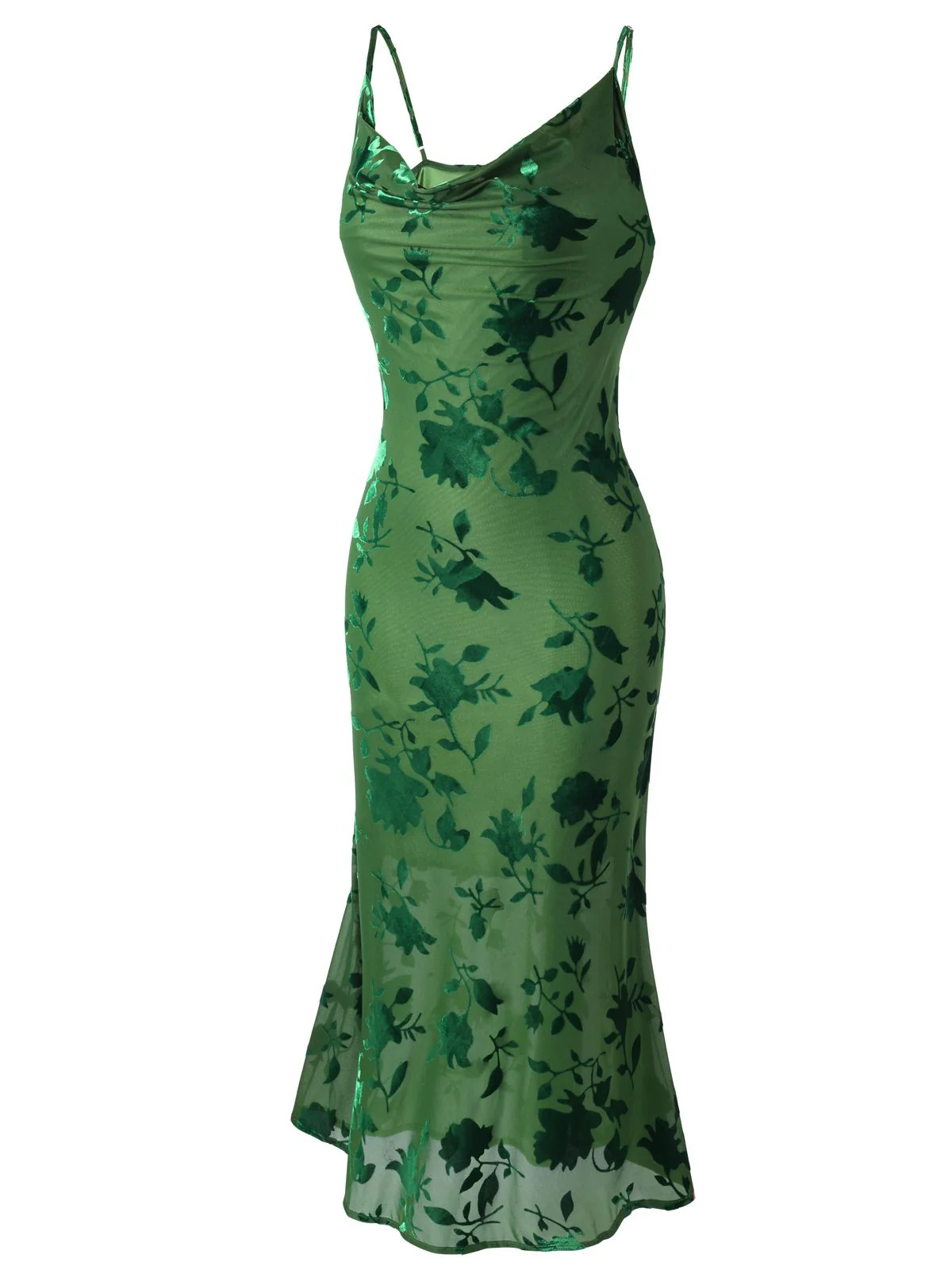 Green 1930s Floral Vintage Dress - Image 3
