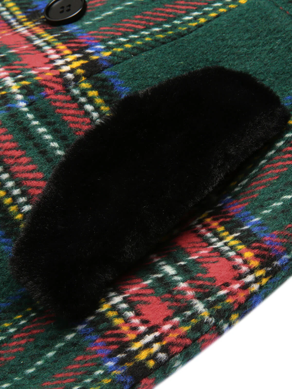 Green 1960s Plaid Fur Collar Pencil Coat - Image 6