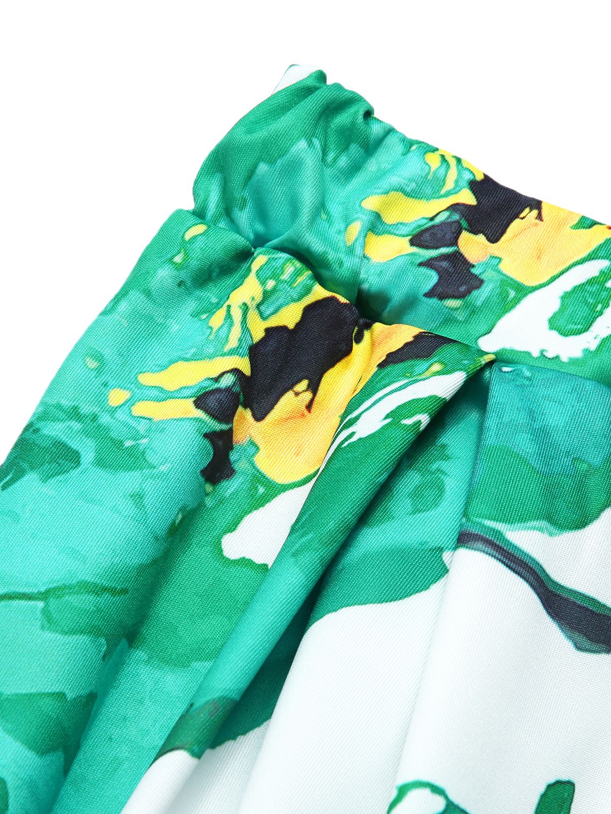 Green 1970s Oil Painting Floral Wide-Leg Pants - Image 4