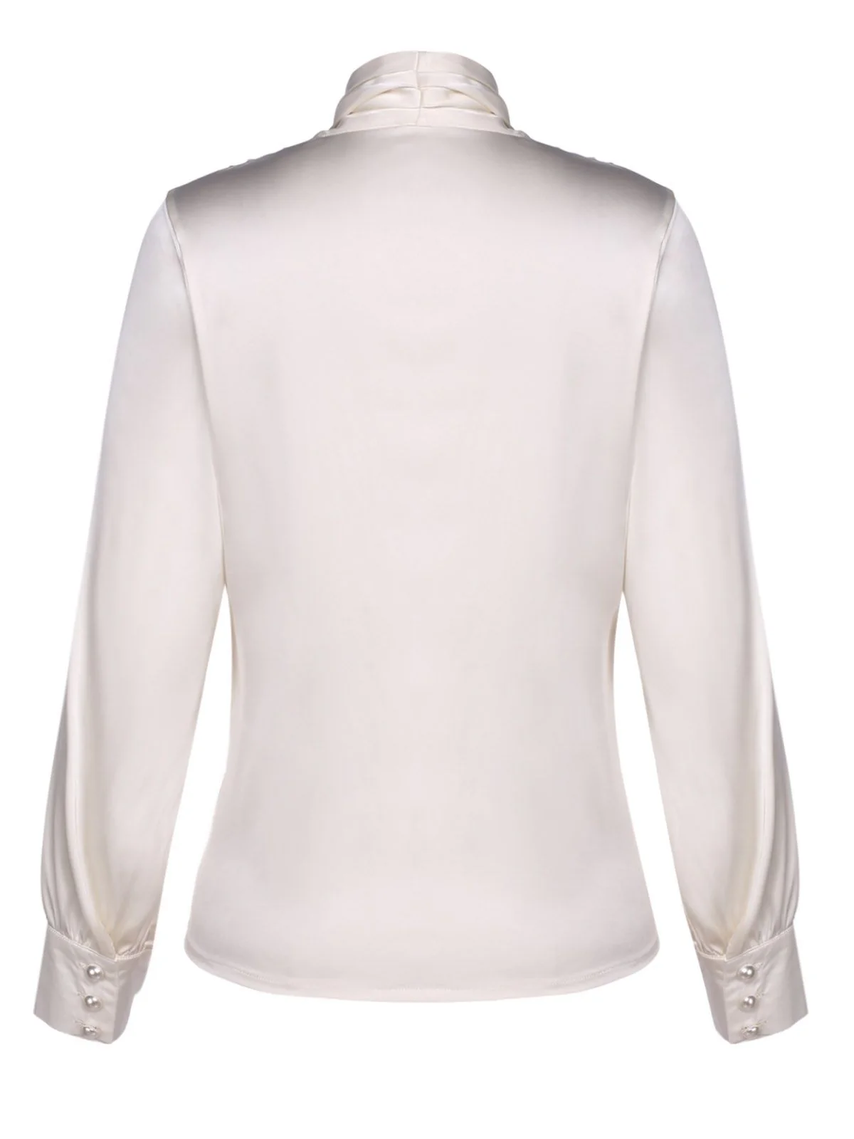 Ivory 1930s Solid Long Sleeve Blouse - Image 3
