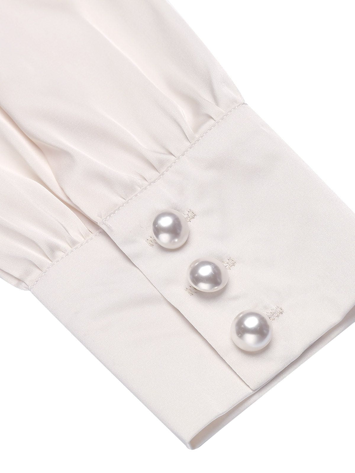 Ivory 1930s Solid Long Sleeve Blouse - Image 7