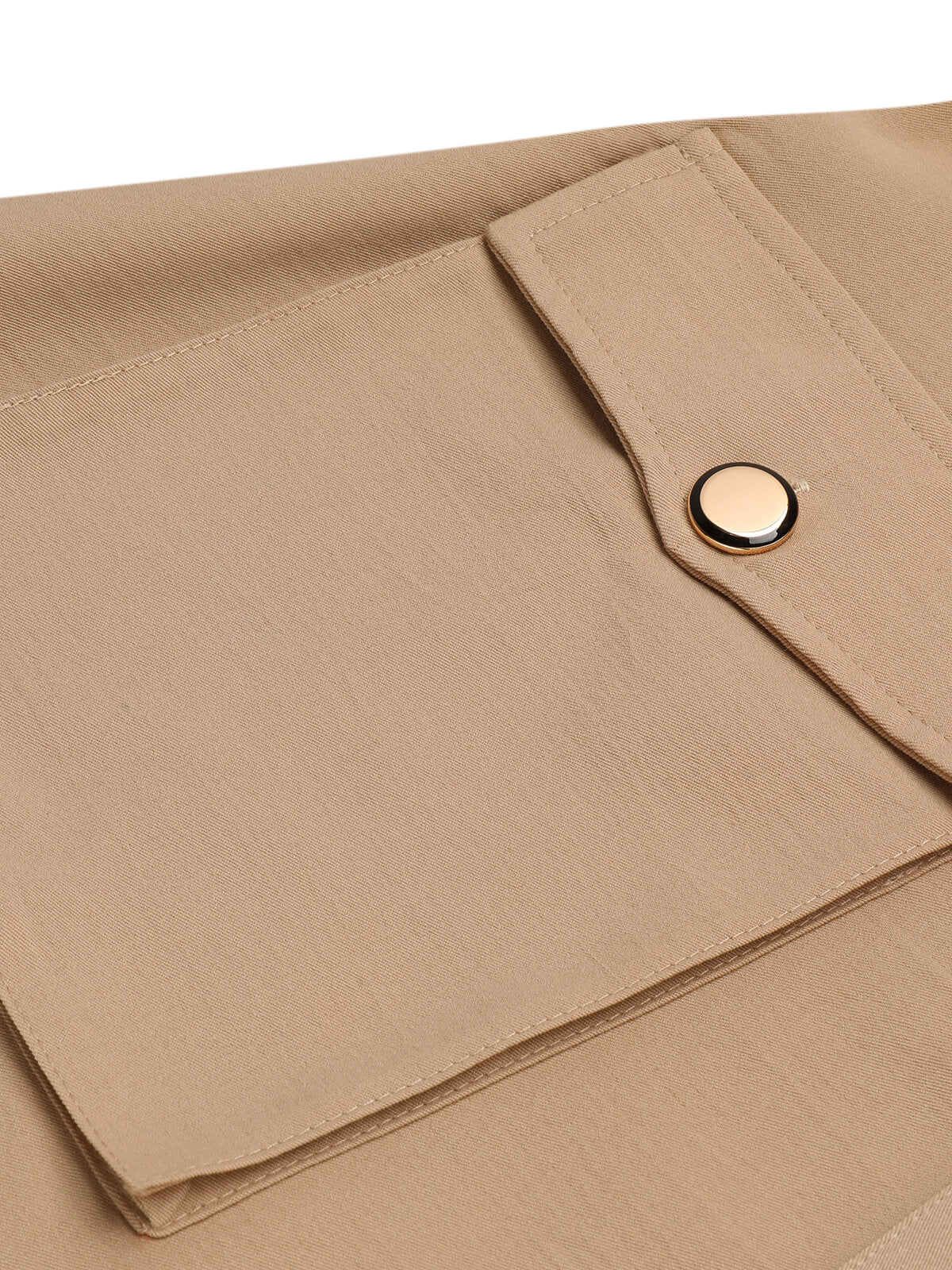 Khaki 1950s Big Pockets Button Skirt - Image 6