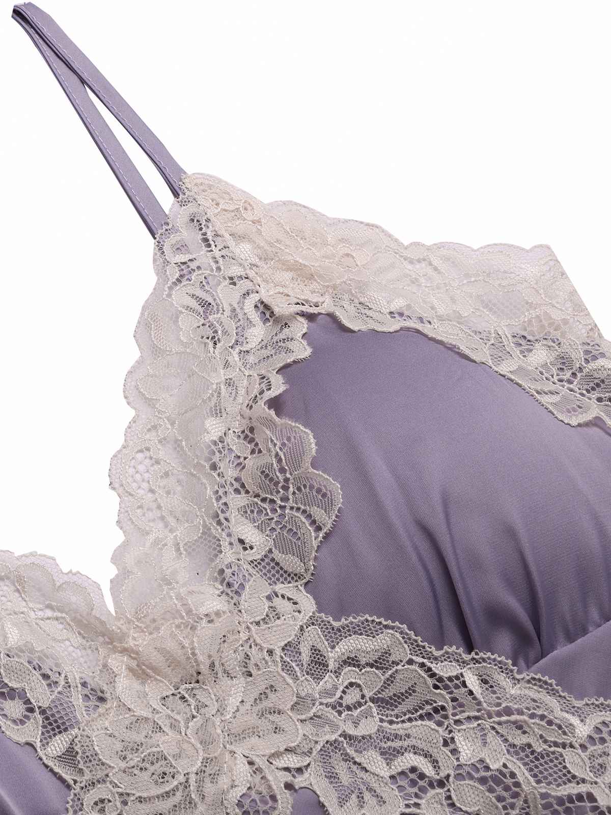 Lavender 1940s Lace Satin Patchwork Nightgown - Image 4