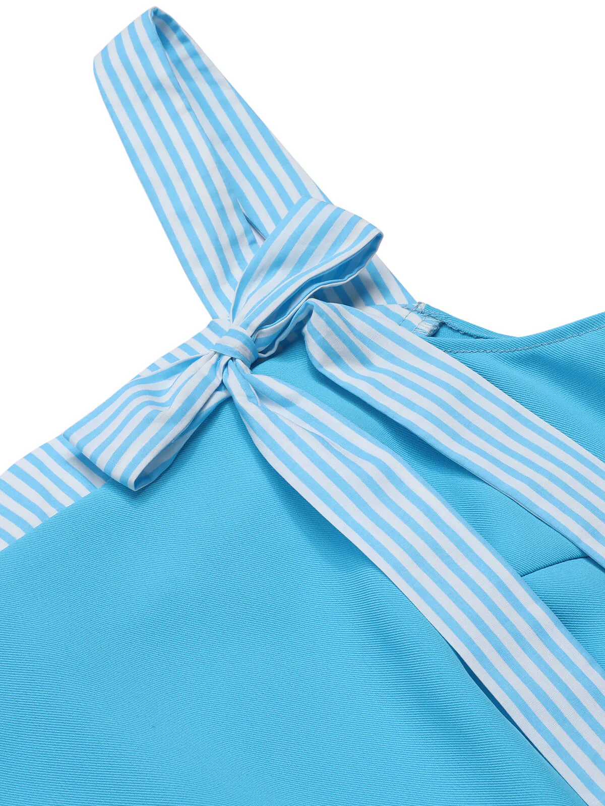 Light Blue 1940s Stripe Wide Straps Romper - Image 5