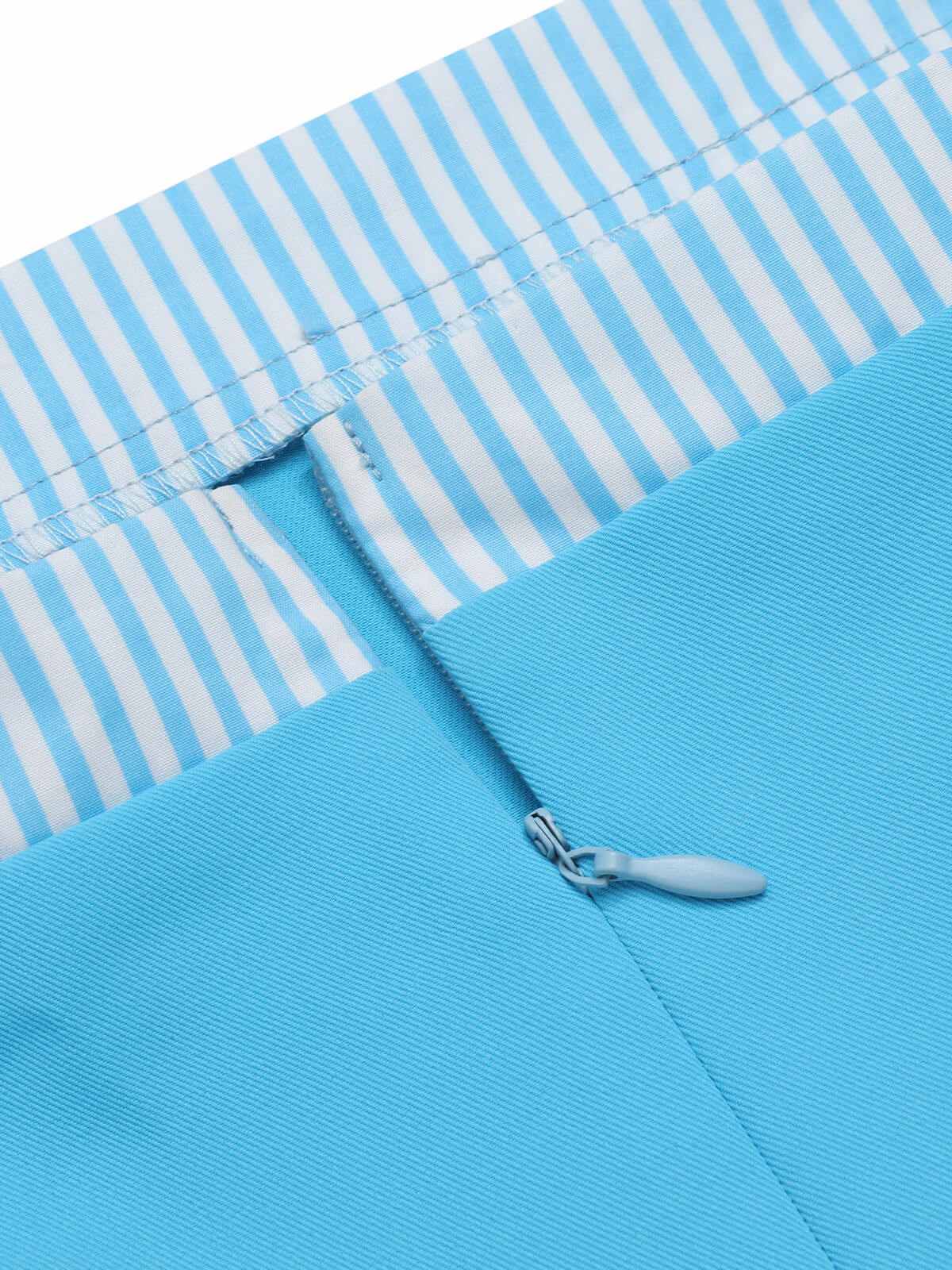 Light Blue 1940s Stripe Wide Straps Romper - Image 6