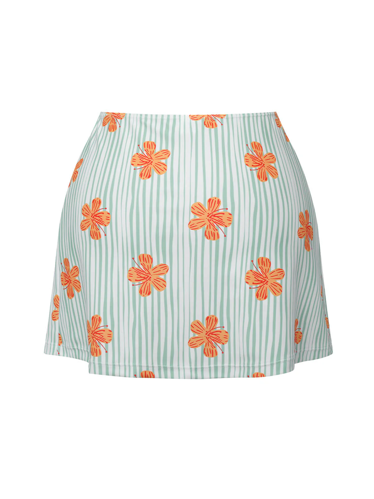 Light Green 1950s Floral Stripe Skirt Cover-Up - Image 4