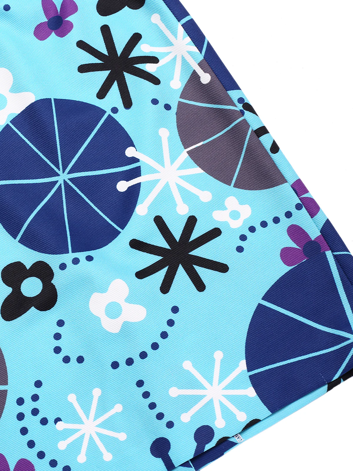 Blue 1960s Halter Abstract Floral Bodycon Dress - Image 5