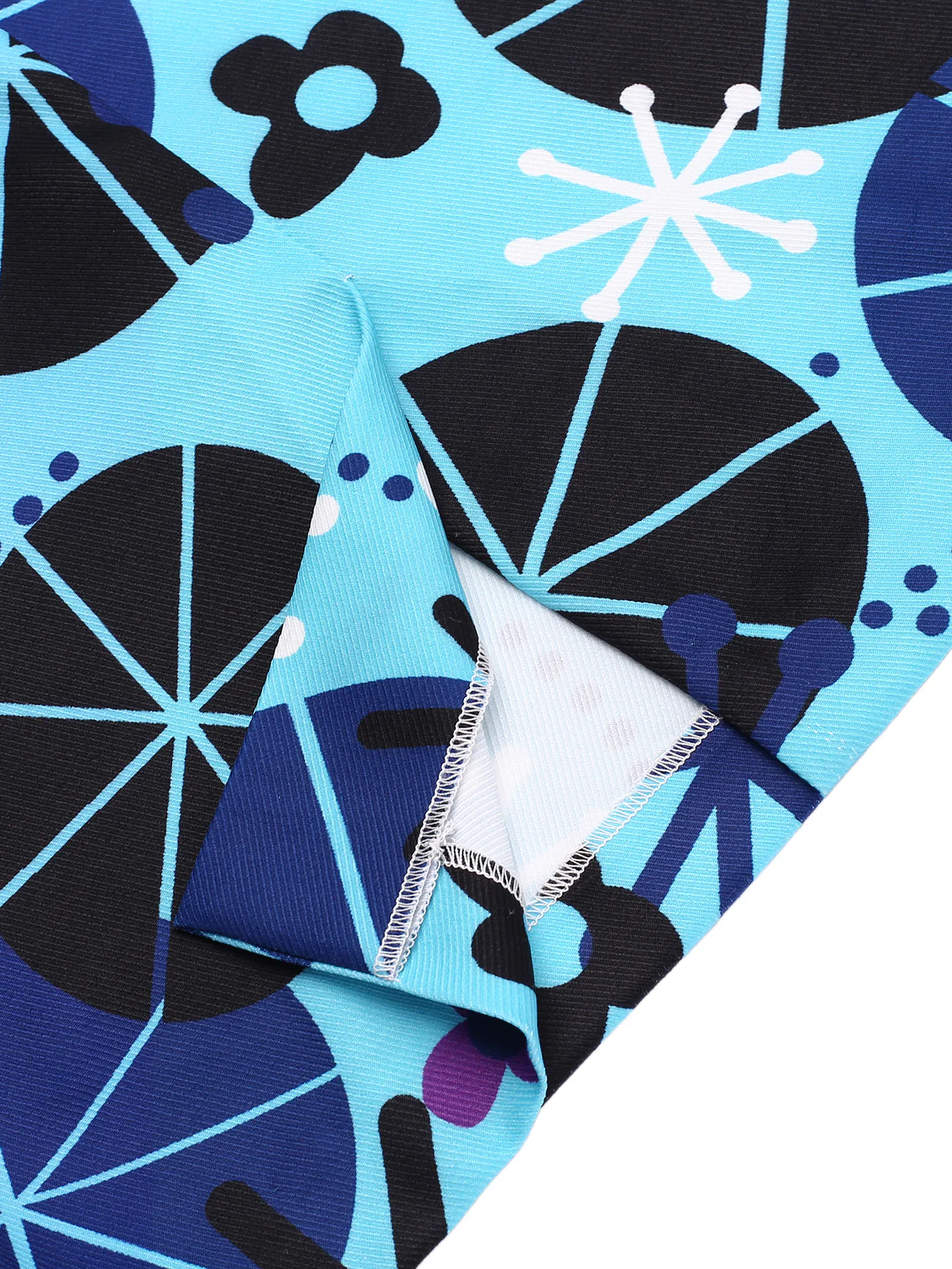 Blue 1960s Halter Abstract Floral Bodycon Dress - Image 8