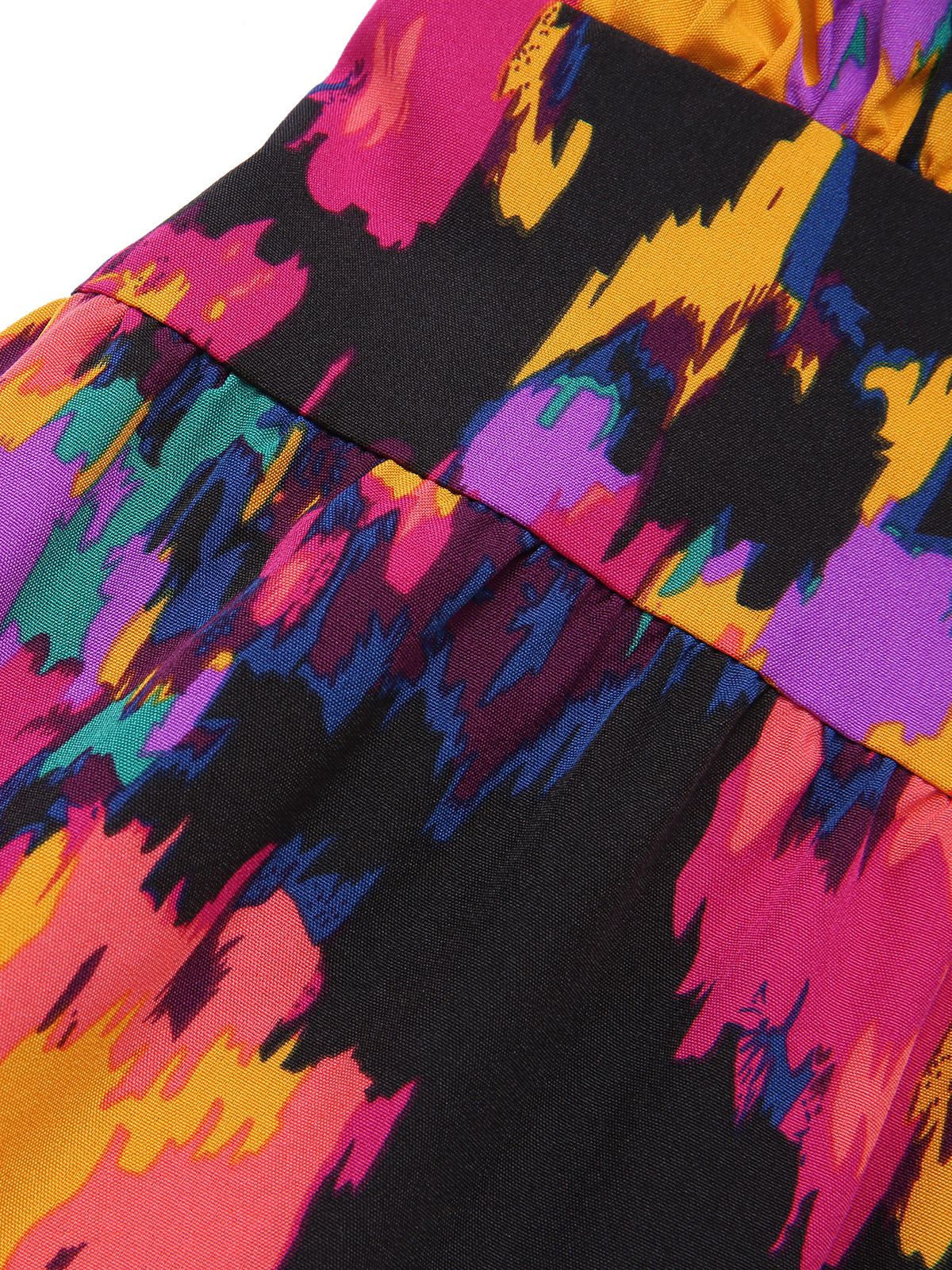 Multicolor 1970s Abstract Floral A-line Strap Dress - Image 4