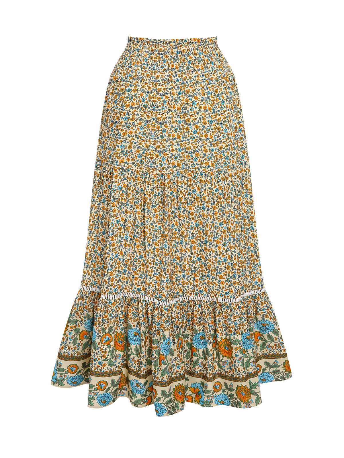 Multicolor 1970s Floral Bohemia Skirt - Image 3