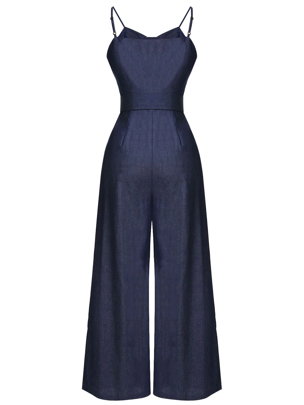 Navy Blue 1930s Cowboy Solid Strap Jumpsuit - Image 6