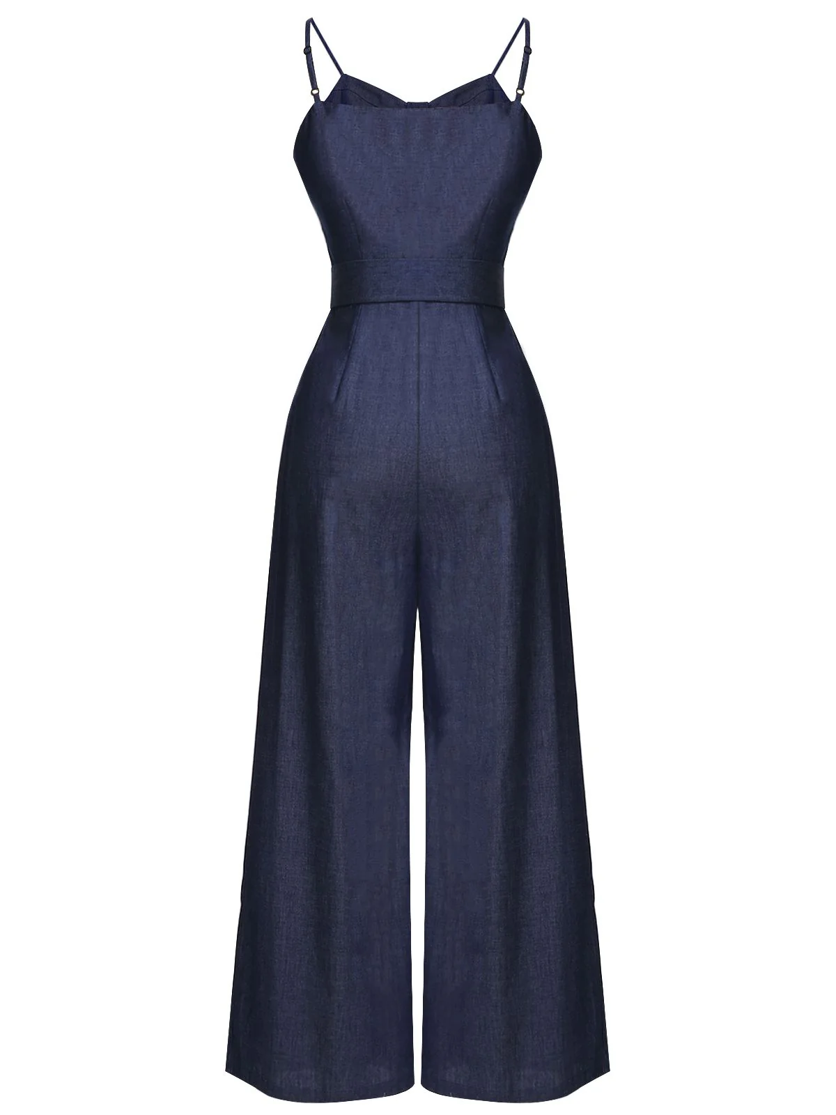 Navy Blue 1930s Cowboy Solid Strap Jumpsuit - Image 5