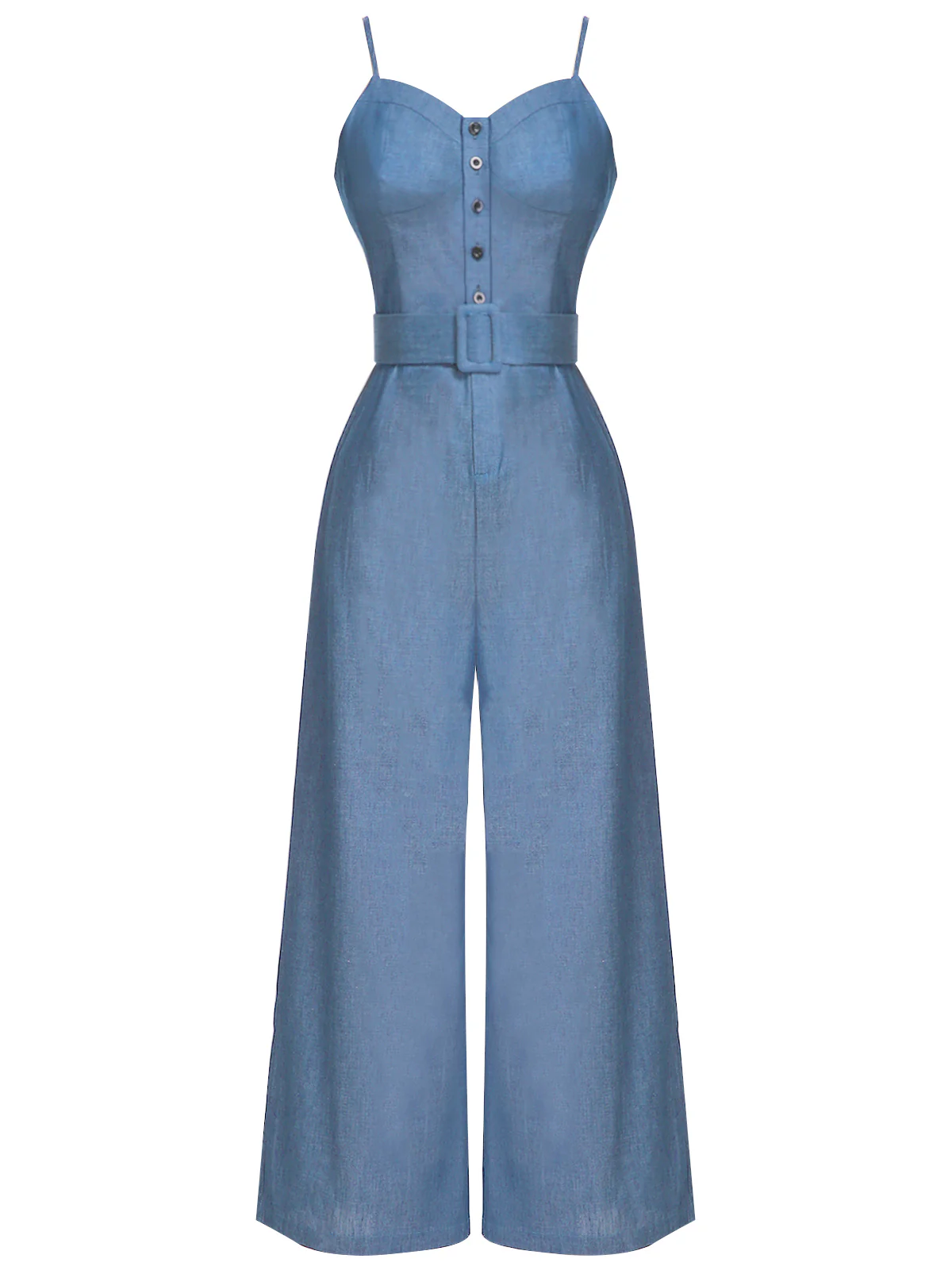 Navy Blue 1930s Cowboy Solid Strap Jumpsuit - Image 9