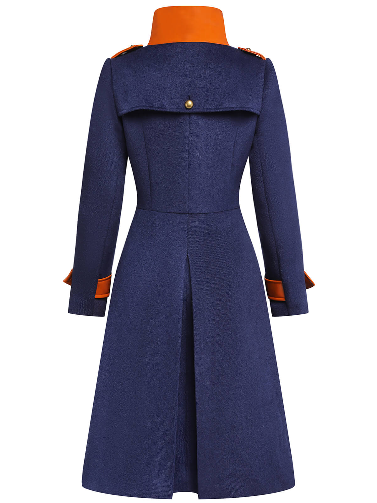 Navy Blue 1940s Patchwork Button Coat - Image 5