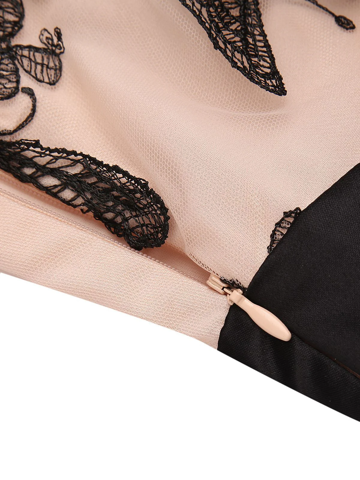 Nude 1950s Lace Butterfly Swing Dress - Image 11