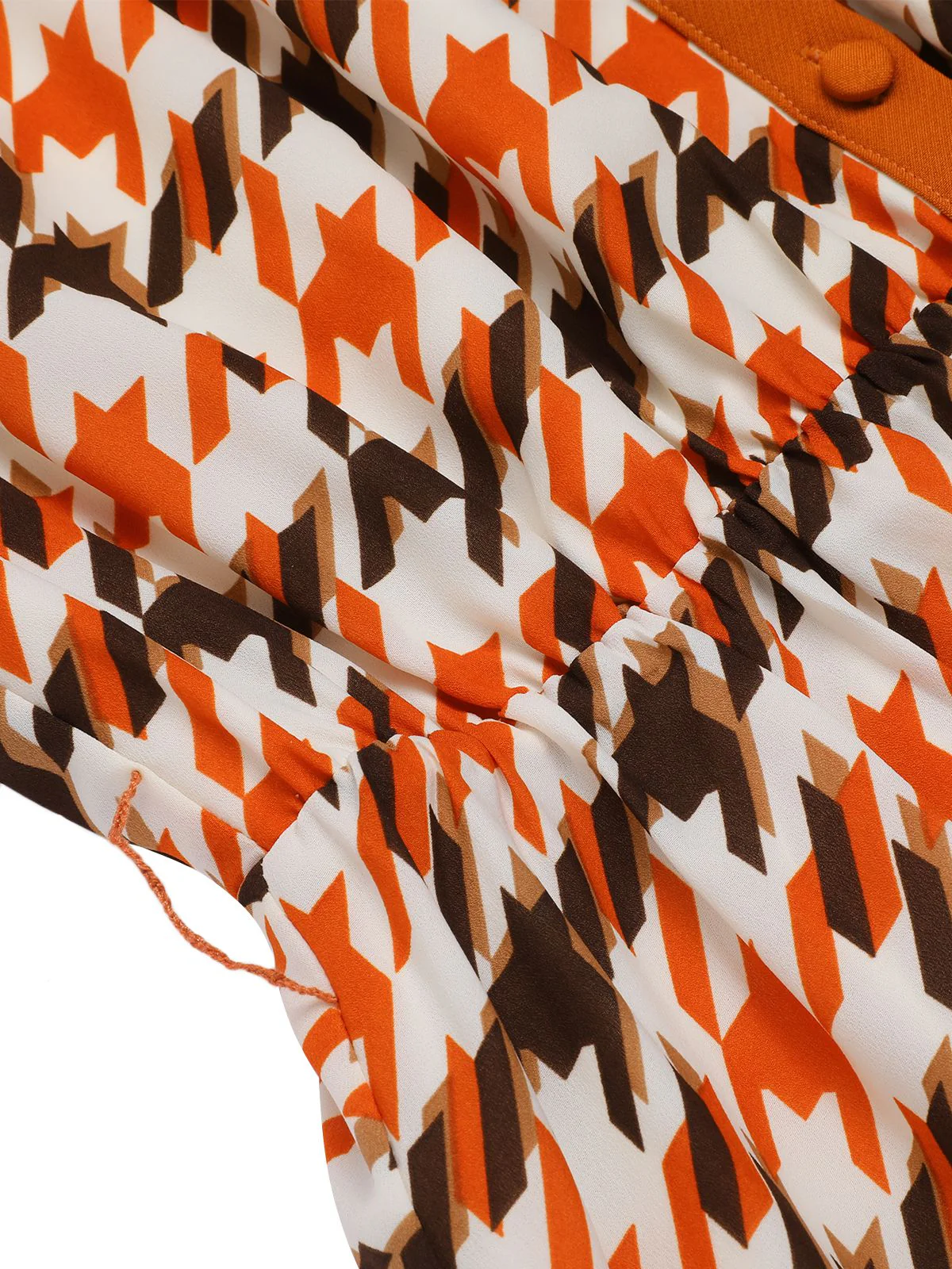 Orange 1940s Houndstooth Doll Collar Dress - Image 6