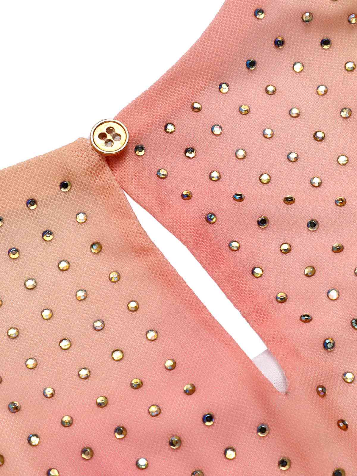 Orange 1970s Rhinestone Slim Fit Sleeveless Dress - Image 5