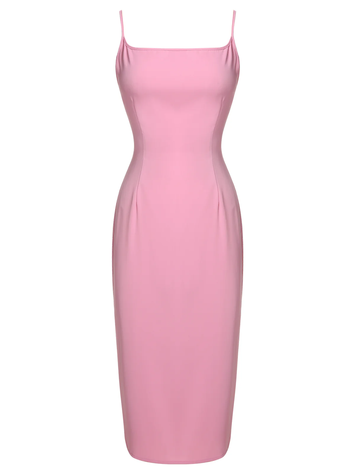 2PCS Pink 1960s Lapel Bowknot Blouse & Solid Spaghetti Strap Dress - Image 3