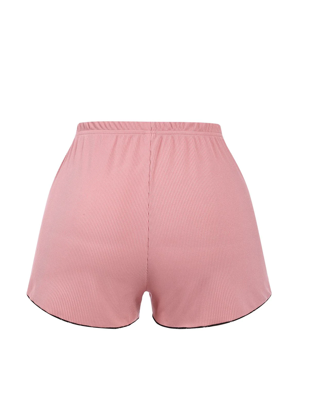 Pink 1950s Bow Binding Ruffle Straps Pajamas - Image 6