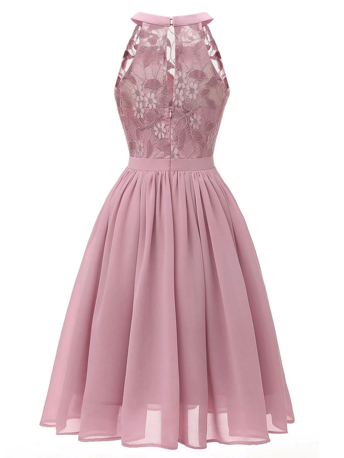 Pink 1950s Floral Lace Swing Dress - Image 7